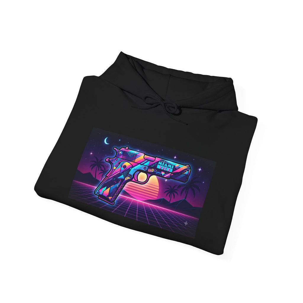 Retro 80's Pistol Sunset Hoodie — Neon Synthwave Vaporwave Graphic