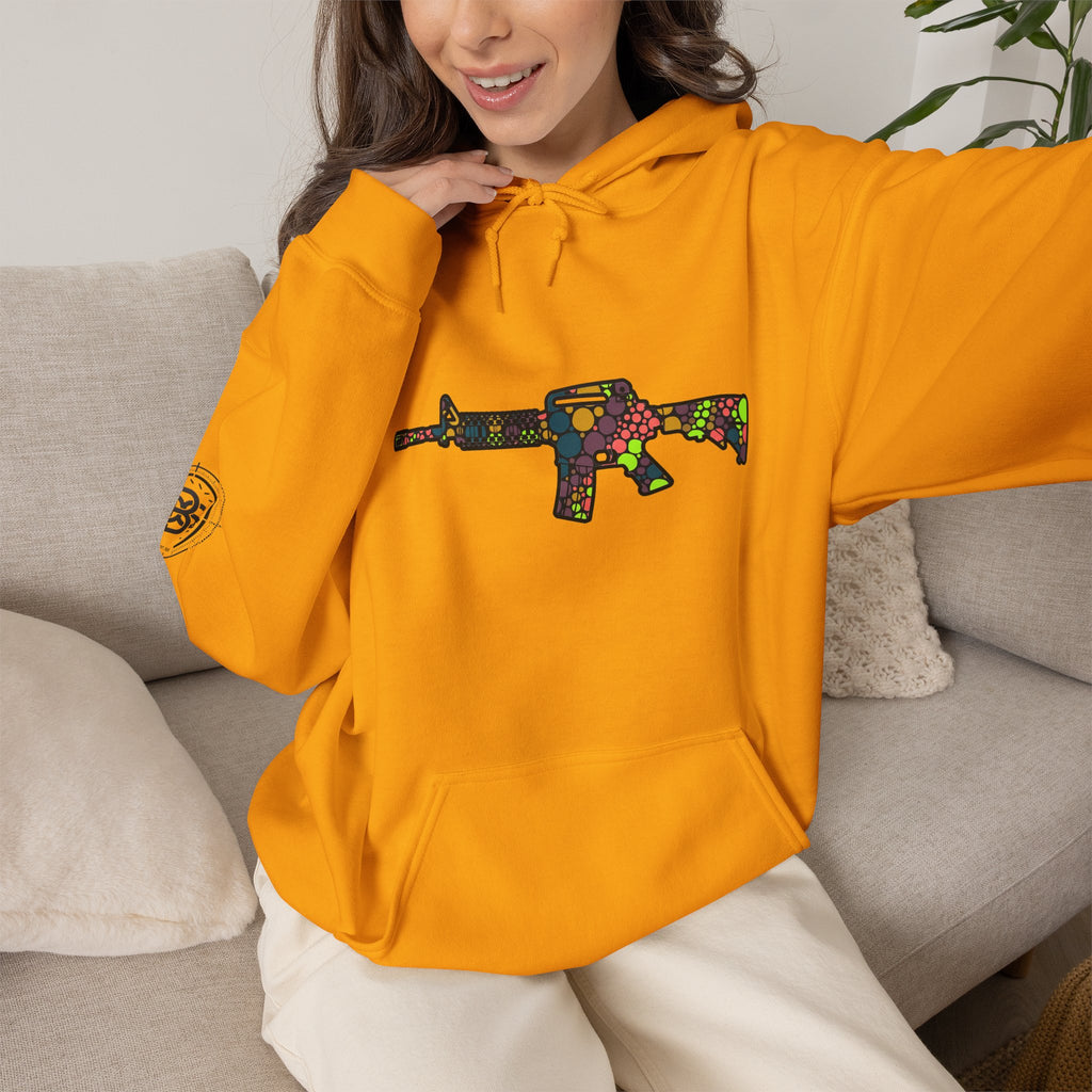 Rifle Dot Pattern Hoodie — Colorful Tactical Graphic Sweatshirt