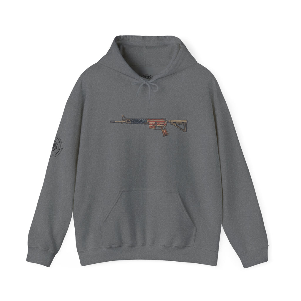 United States Flag AR Rifle Graphic Hoodie- America