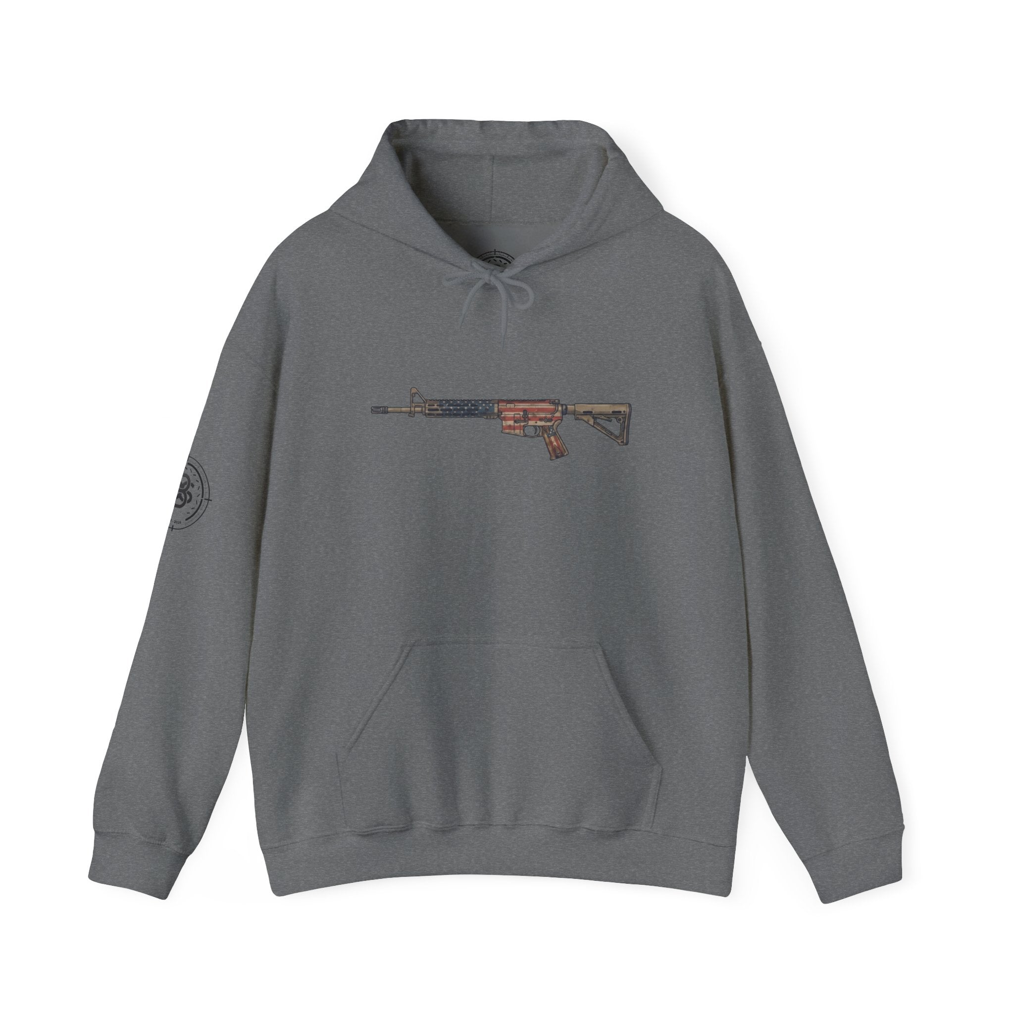 United States Flag AR Rifle Graphic Hoodie- America
