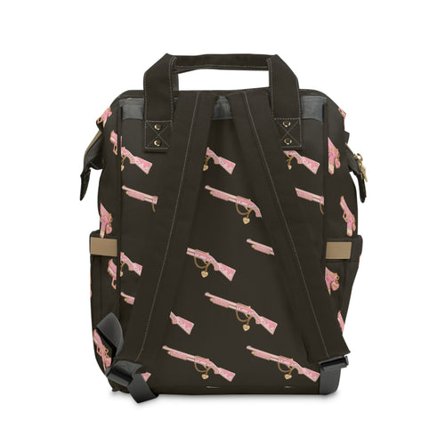 Black & Pink Multigun Print Backpack