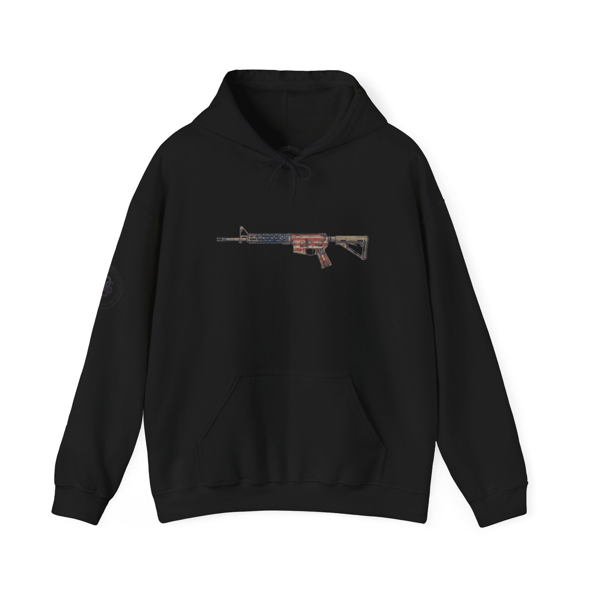 United States Flag AR Rifle Graphic Hoodie- America
