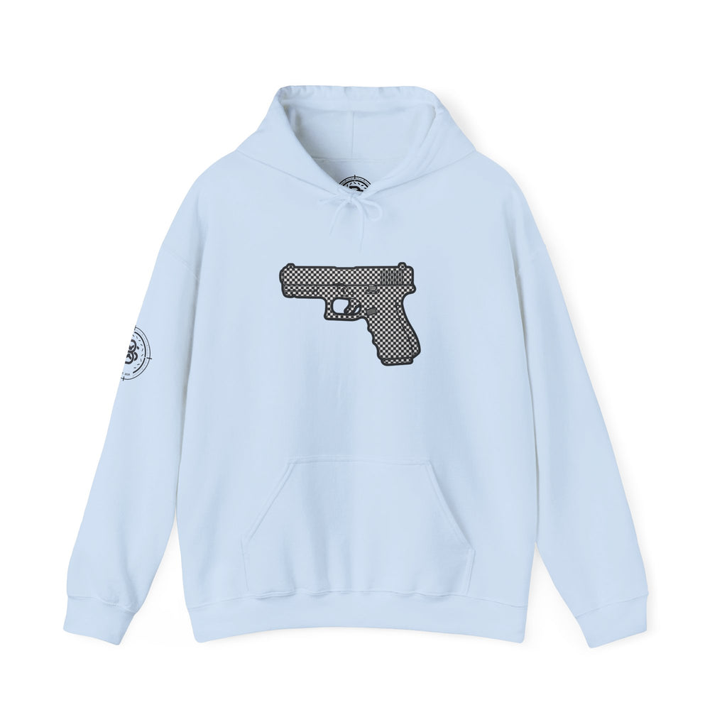 Checker Pistol Silhouette Hoodie - Graphic Pistol Pullover