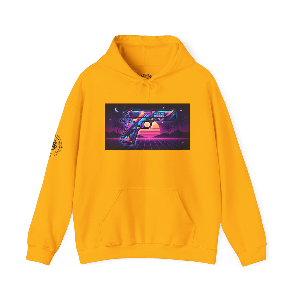 Retro 80's Pistol Sunset Hoodie — Neon Synthwave Vaporwave Graphic