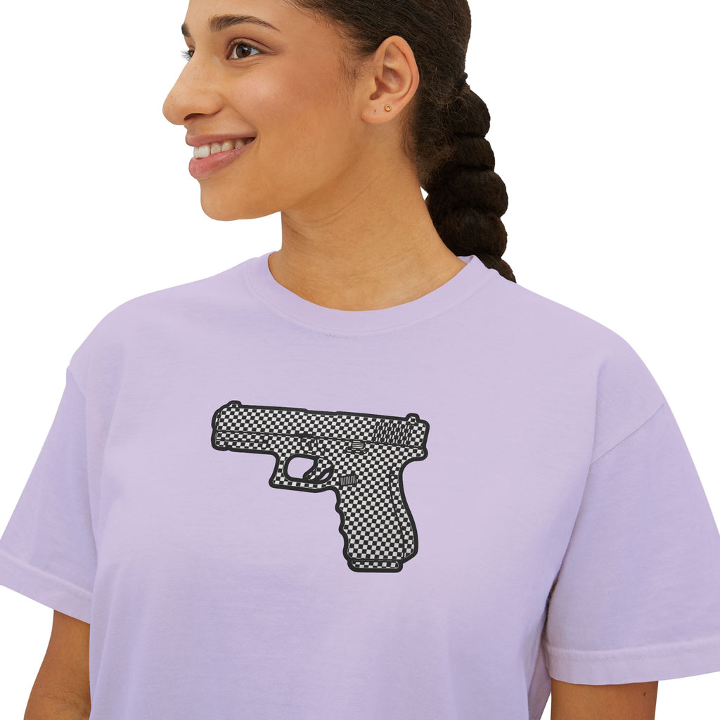 The Checker Collection-Pistol — Women's Boxy Tee