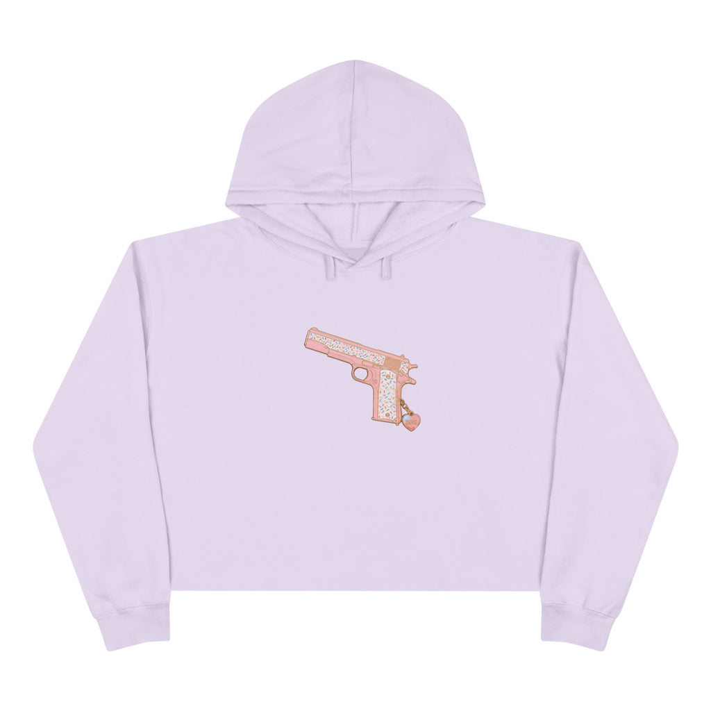Large Pistol Crop Hoodie — Minimalist Feminine Streetwear