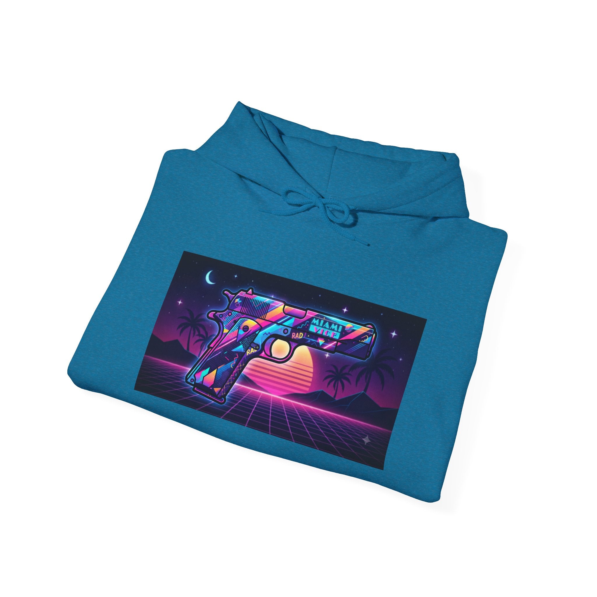 Retro 80's Pistol Sunset Hoodie — Neon Synthwave Vaporwave Graphic