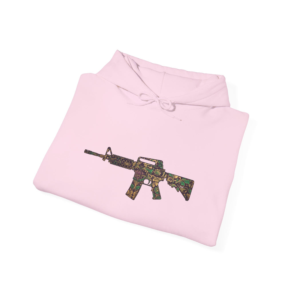 Floral AR Rifle-Vintage Gun Graphic Hoodie