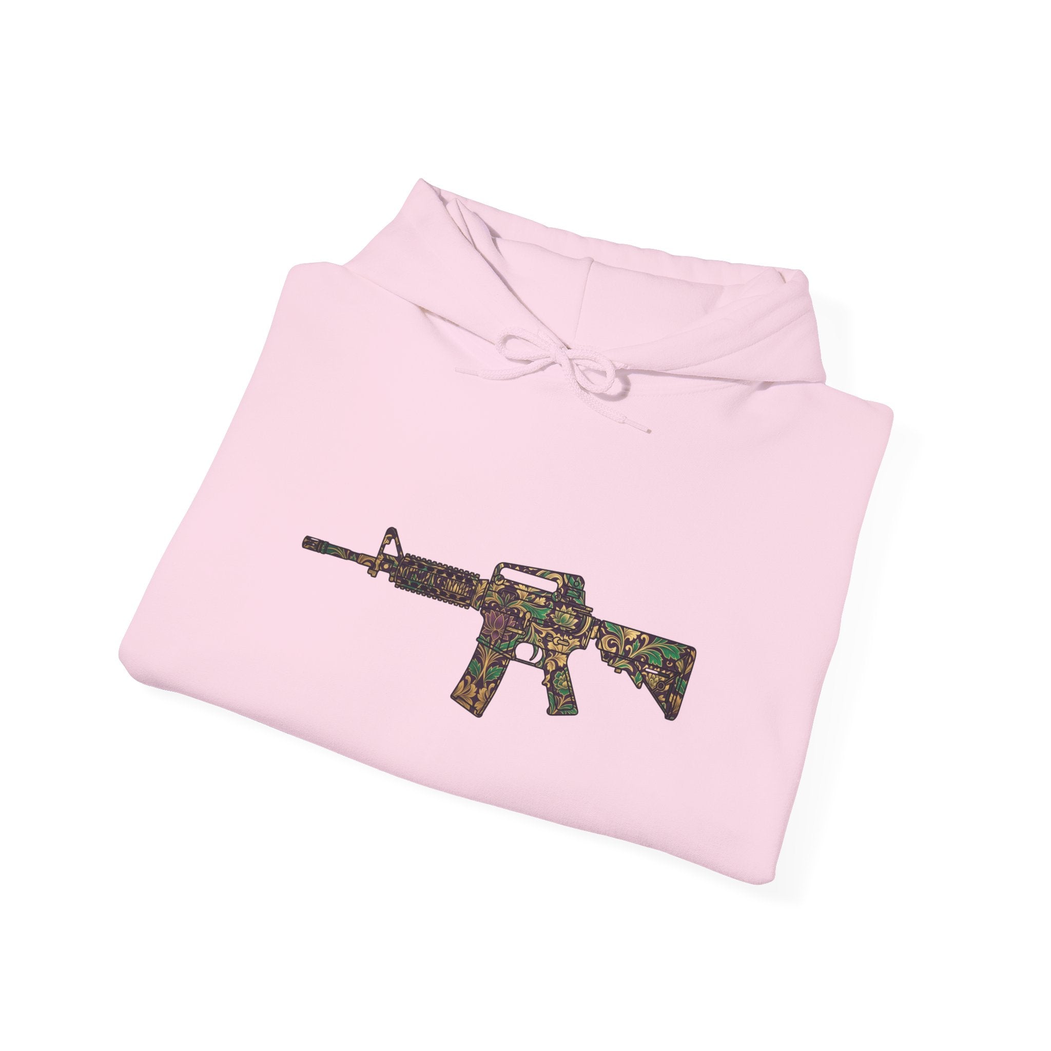 Floral AR Rifle-Vintage Gun Graphic Hoodie