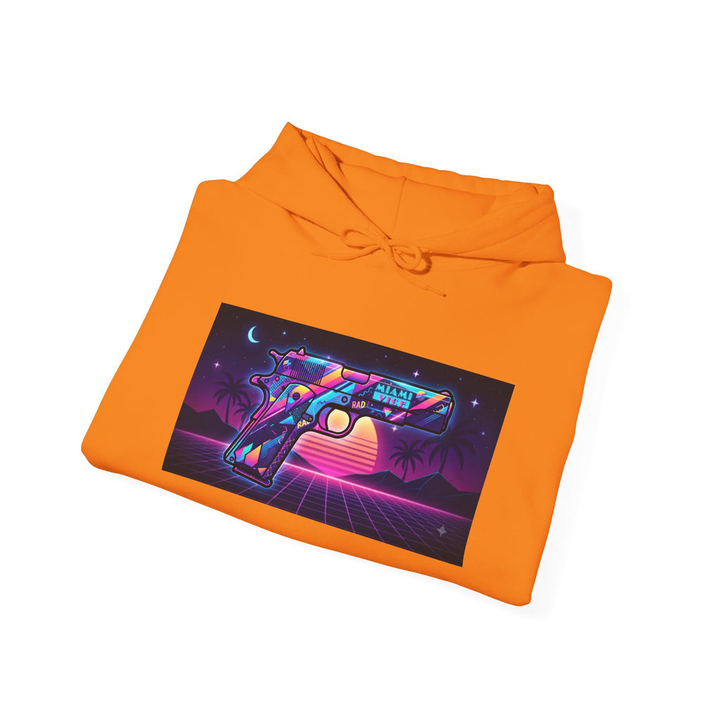 Retro 80's Pistol Sunset Hoodie — Neon Synthwave Vaporwave Graphic