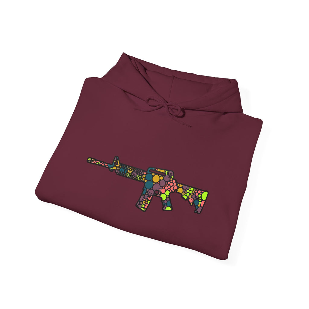Rifle Dot Pattern Hoodie — Colorful Tactical Graphic Sweatshirt