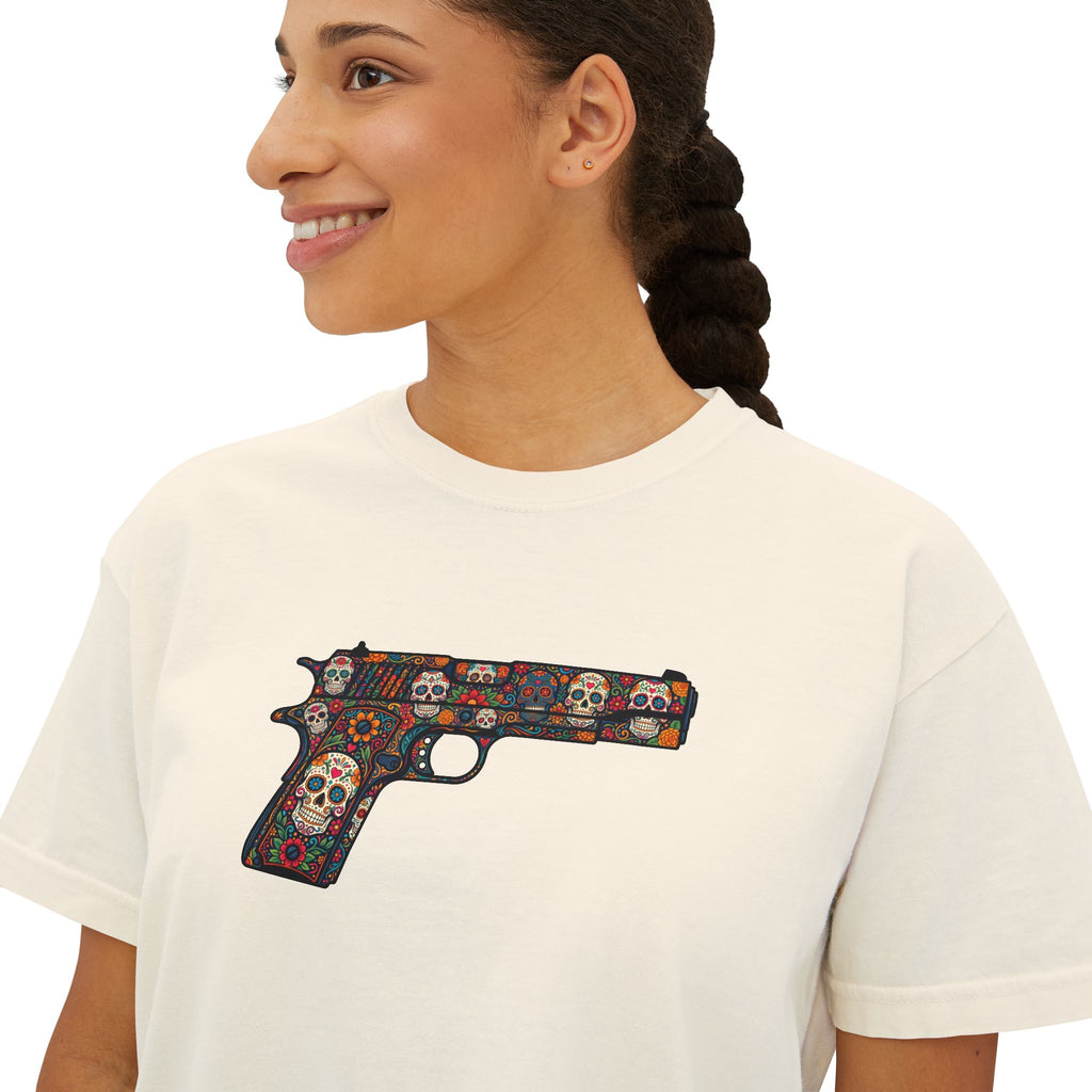 The Sugar Skull Collection -1911 Pistol- Women’s Boxy Tee
