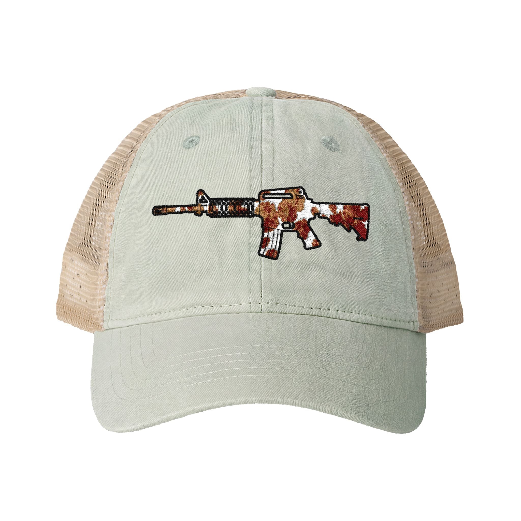 Cow Print AR Rifle Women's Washed Mesh-Back Cap