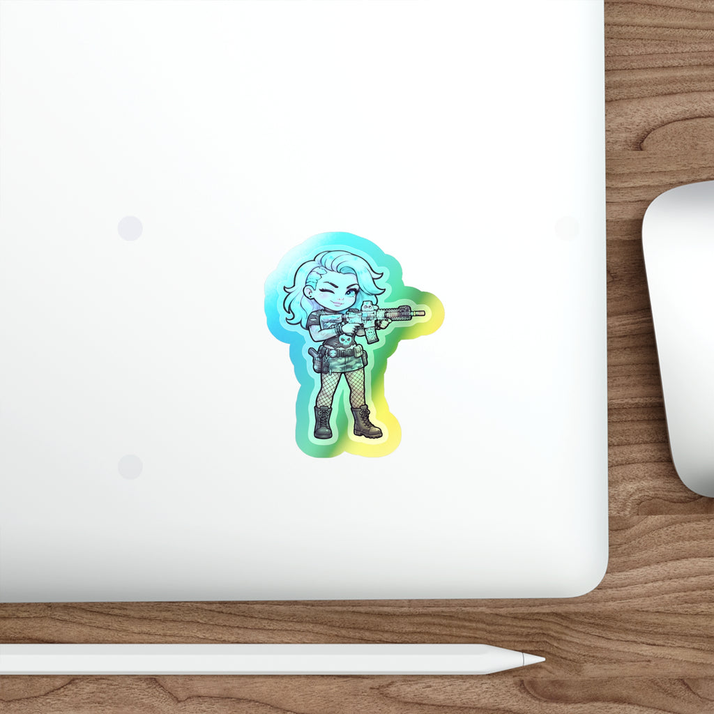 Cute Shooter Holographic Die-cut Stickers