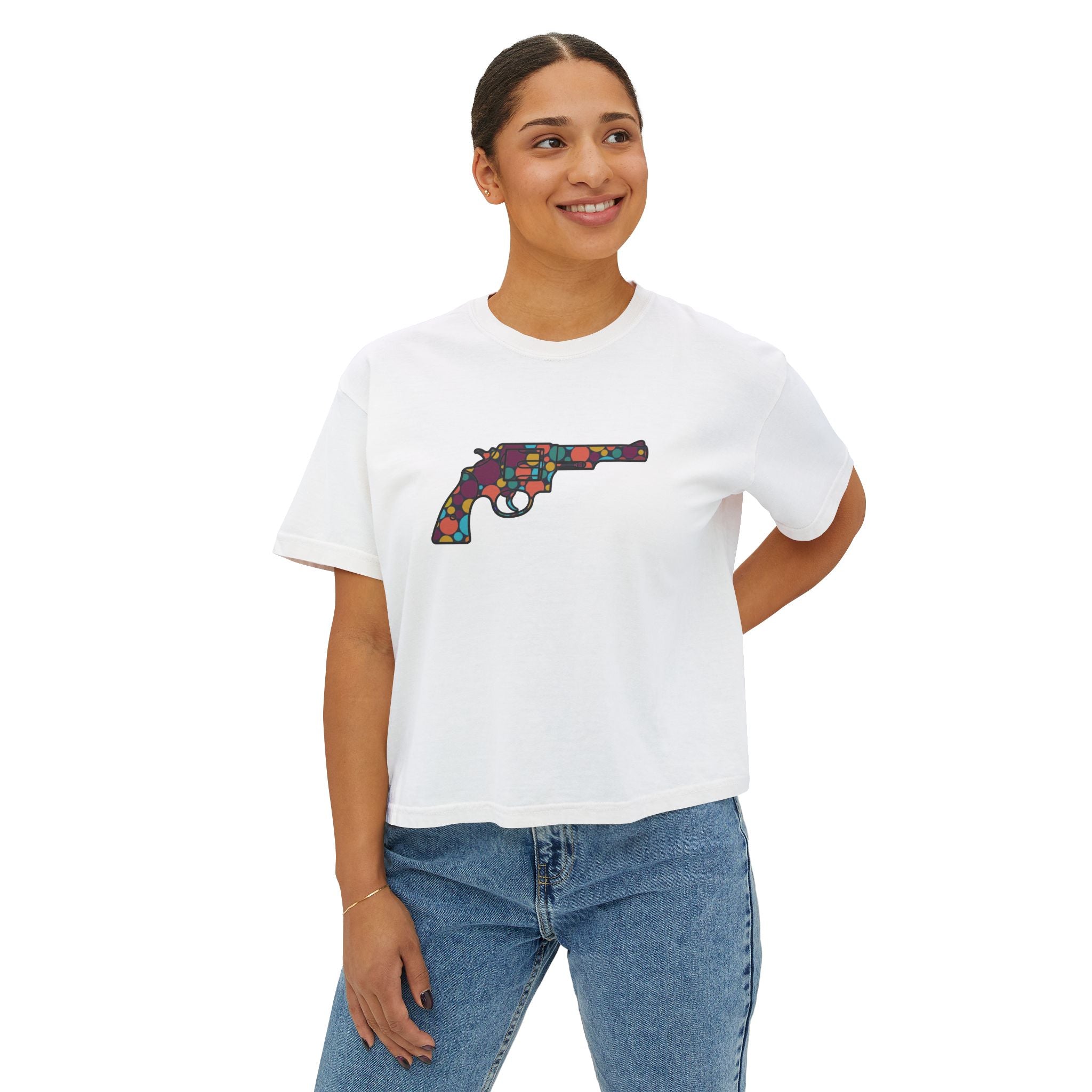 The Dots Collection-Revolver- Women's Casual Cropped T-Shirt