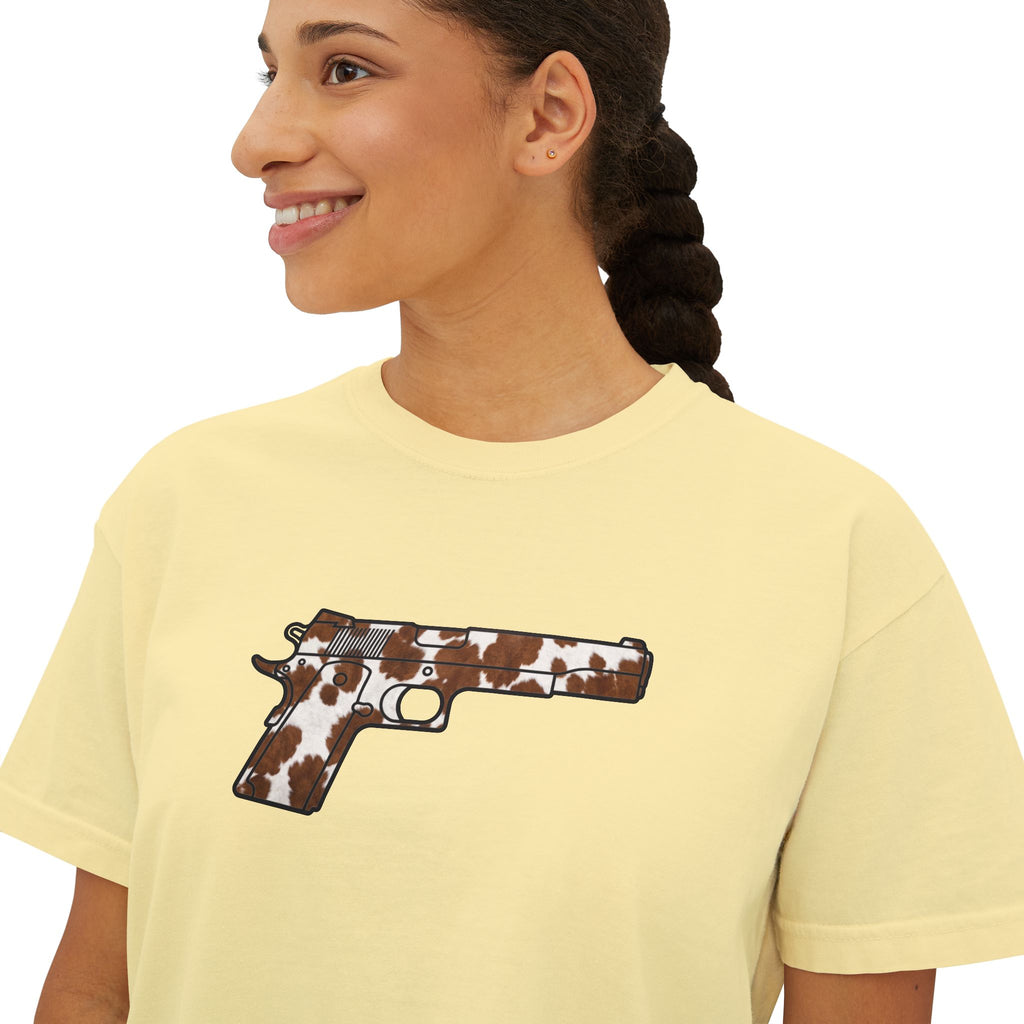 The Cowhide Collection- Pistol- Women's Boxy Tee