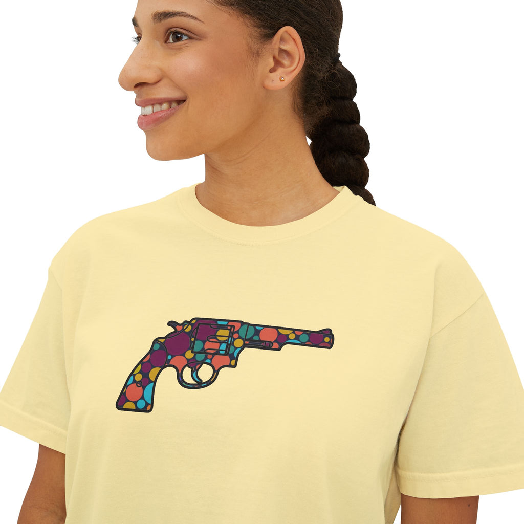 The Dots Collection-Revolver- Women's Casual Cropped T-Shirt