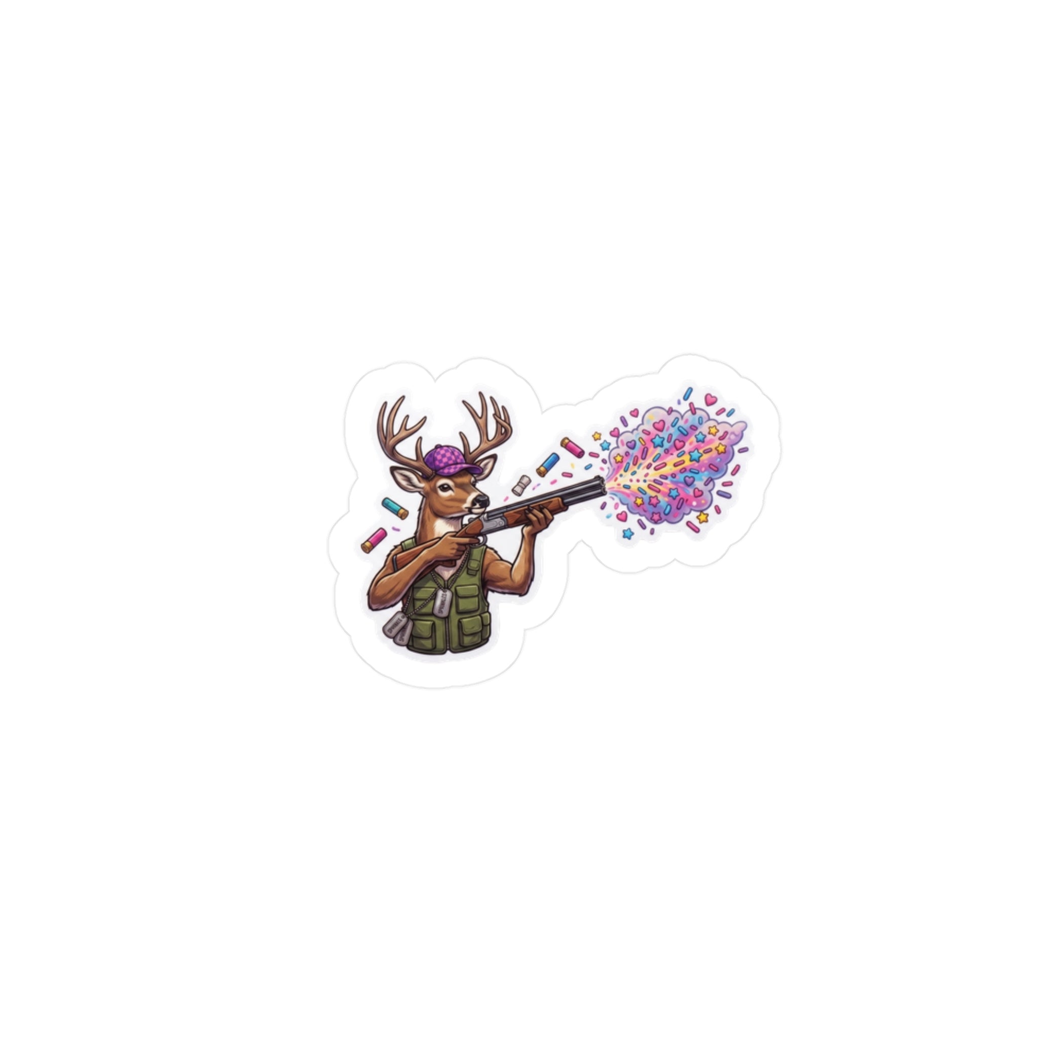 Deer Confetti Shot Vinyl Sticker — Kiss-Cut Cute Outdoorsy Decal