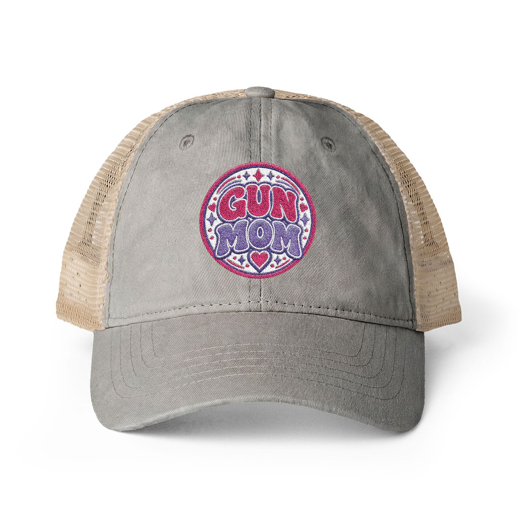 Gun Mom-mesh hat with ponytail slot