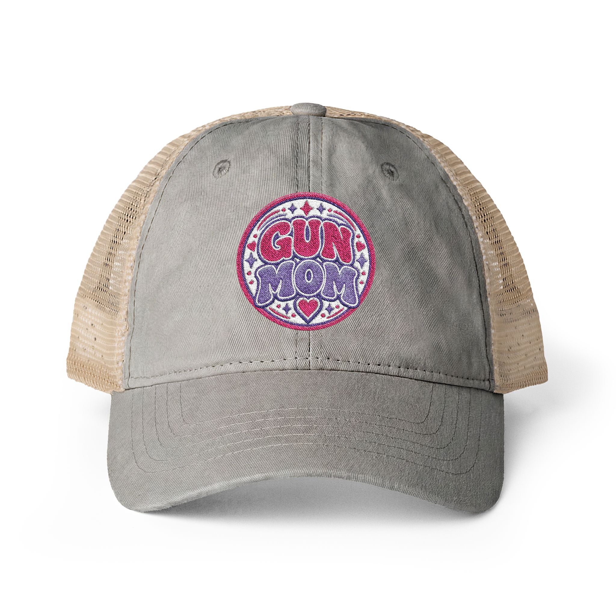 Gun Mom-mesh hat with ponytail slot