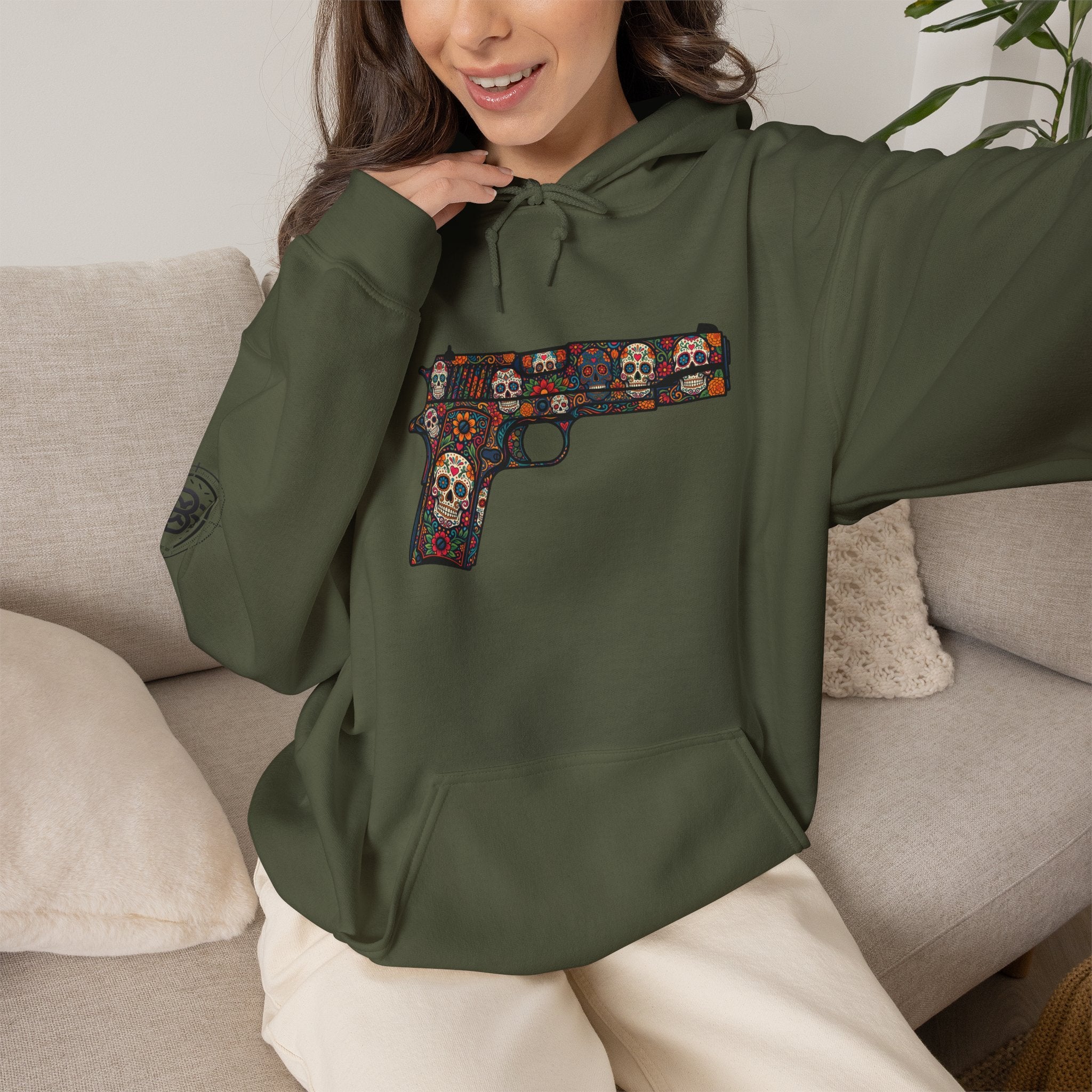 Sugar Skull Pistol Graphic Hoodie
