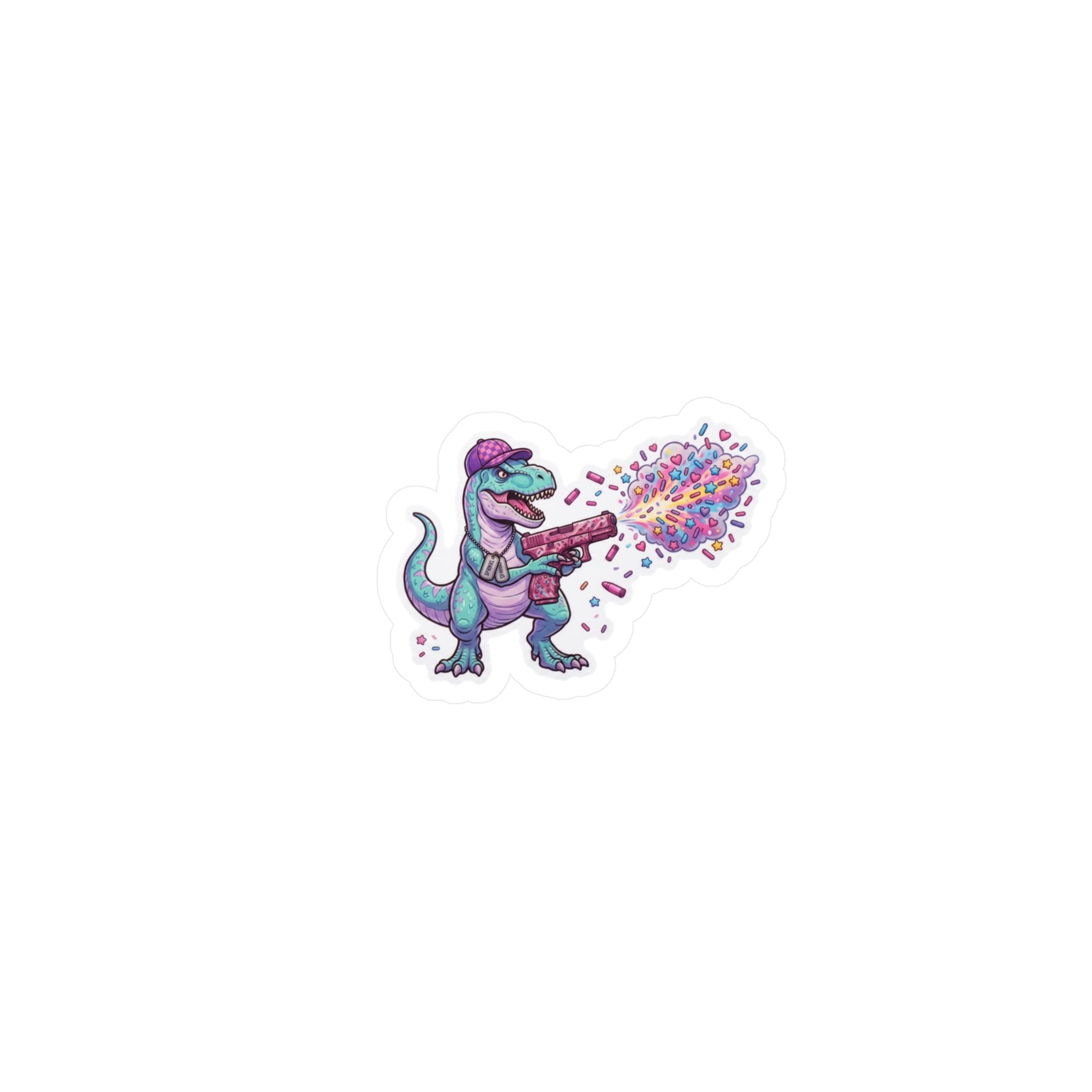 T-Rex Confetti Sprinkle Blaster Sticker — Kiss-Cut Vinyl Decal