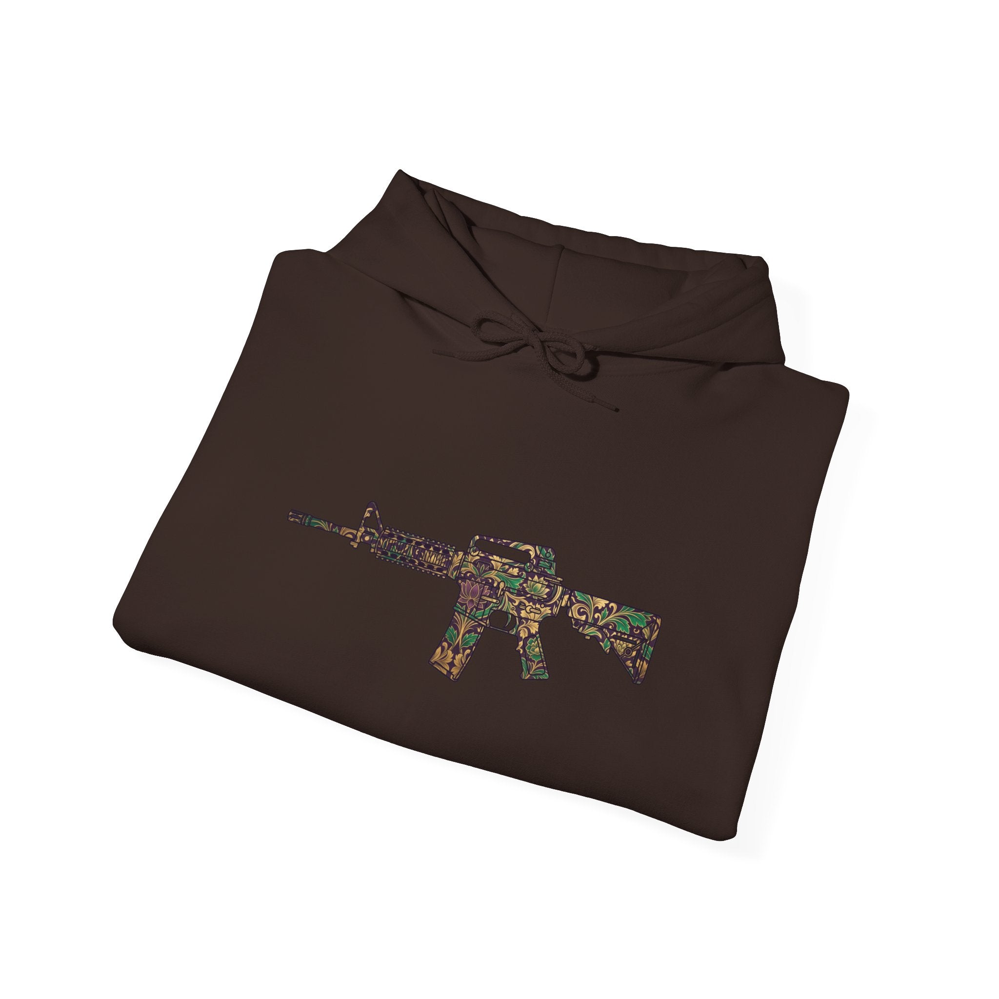 Floral AR Rifle-Vintage Gun Graphic Hoodie