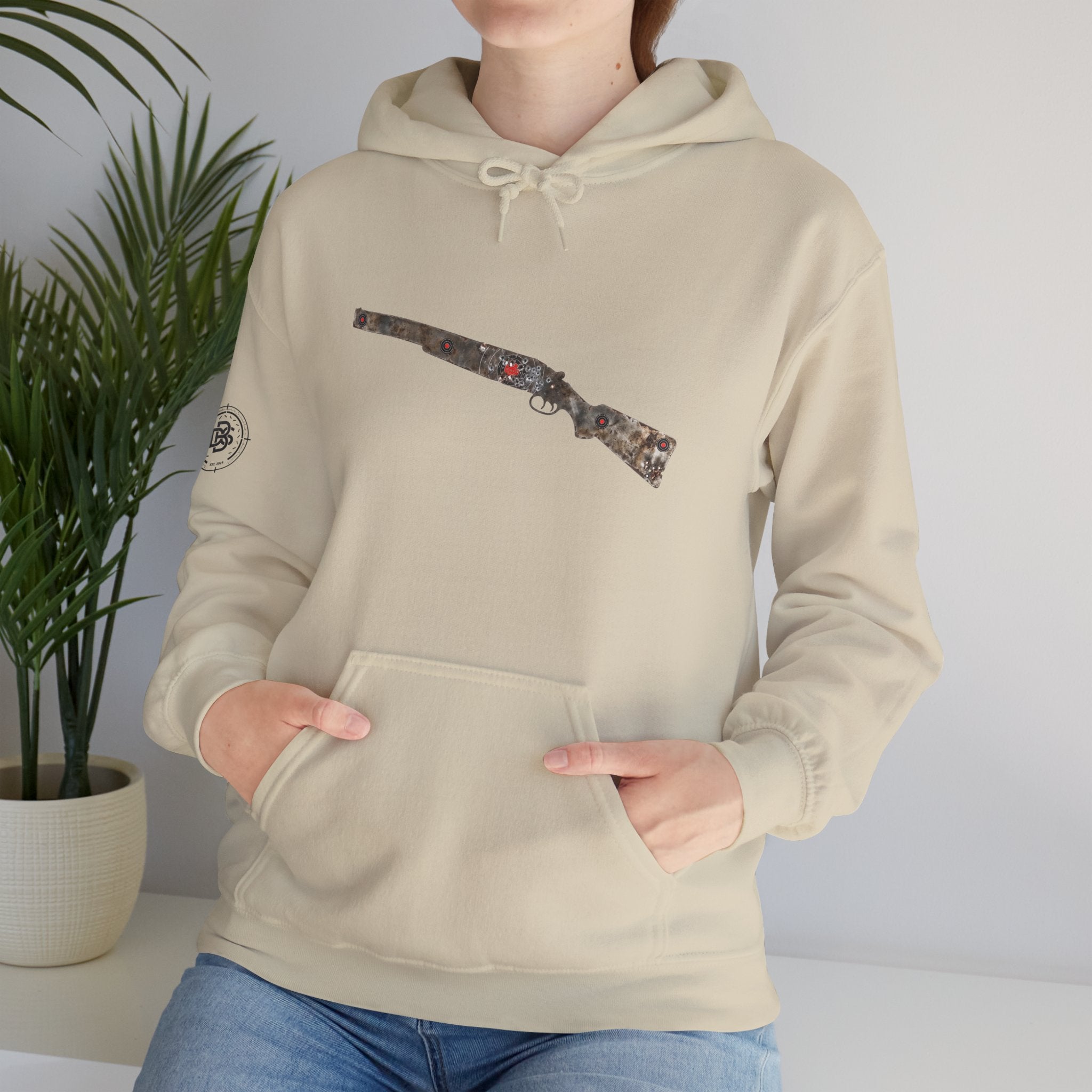 Vintage Metal Shotgun Target Graphic Hoodie