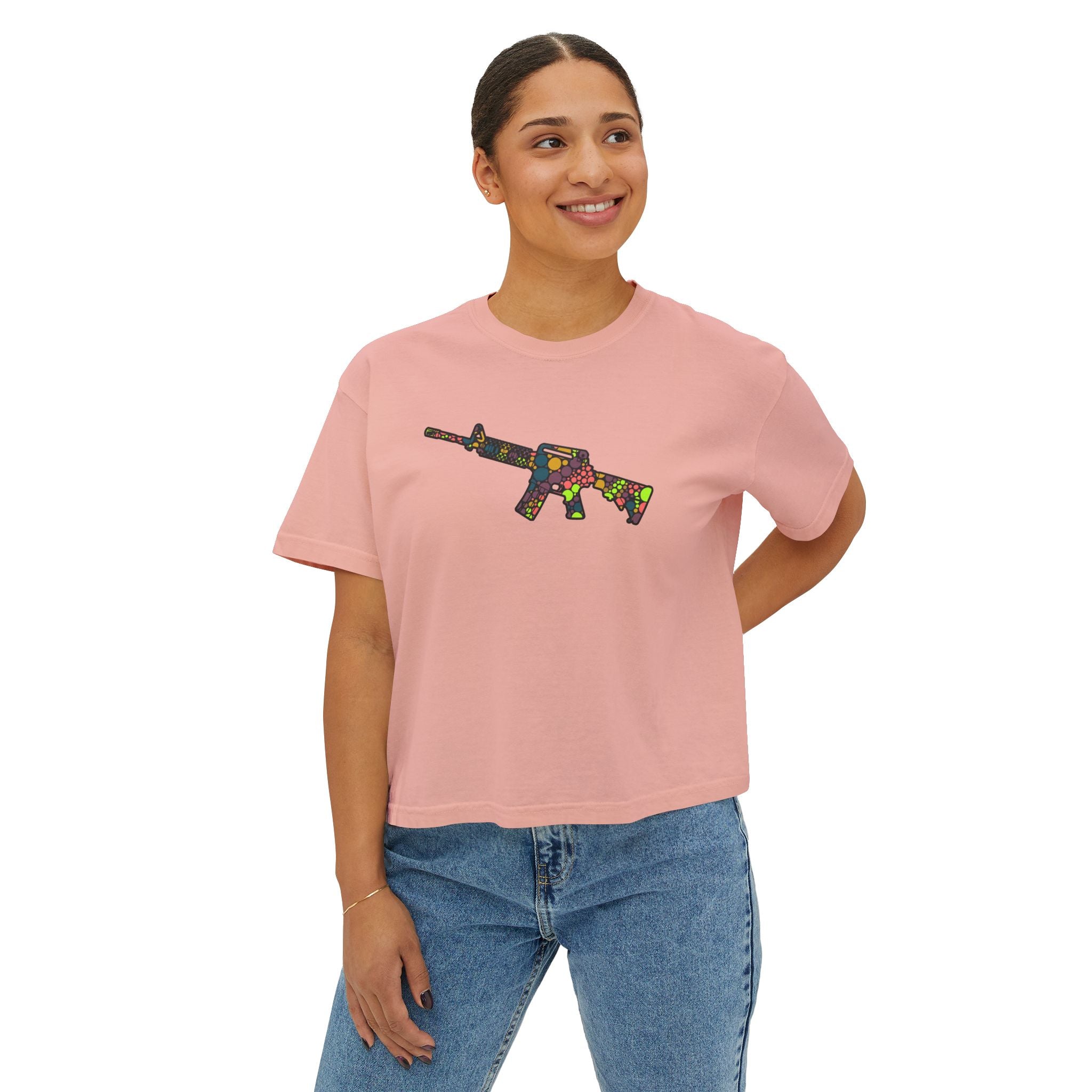 The Dots Collection- AR-15 Graphic-Women's Boxy Tee