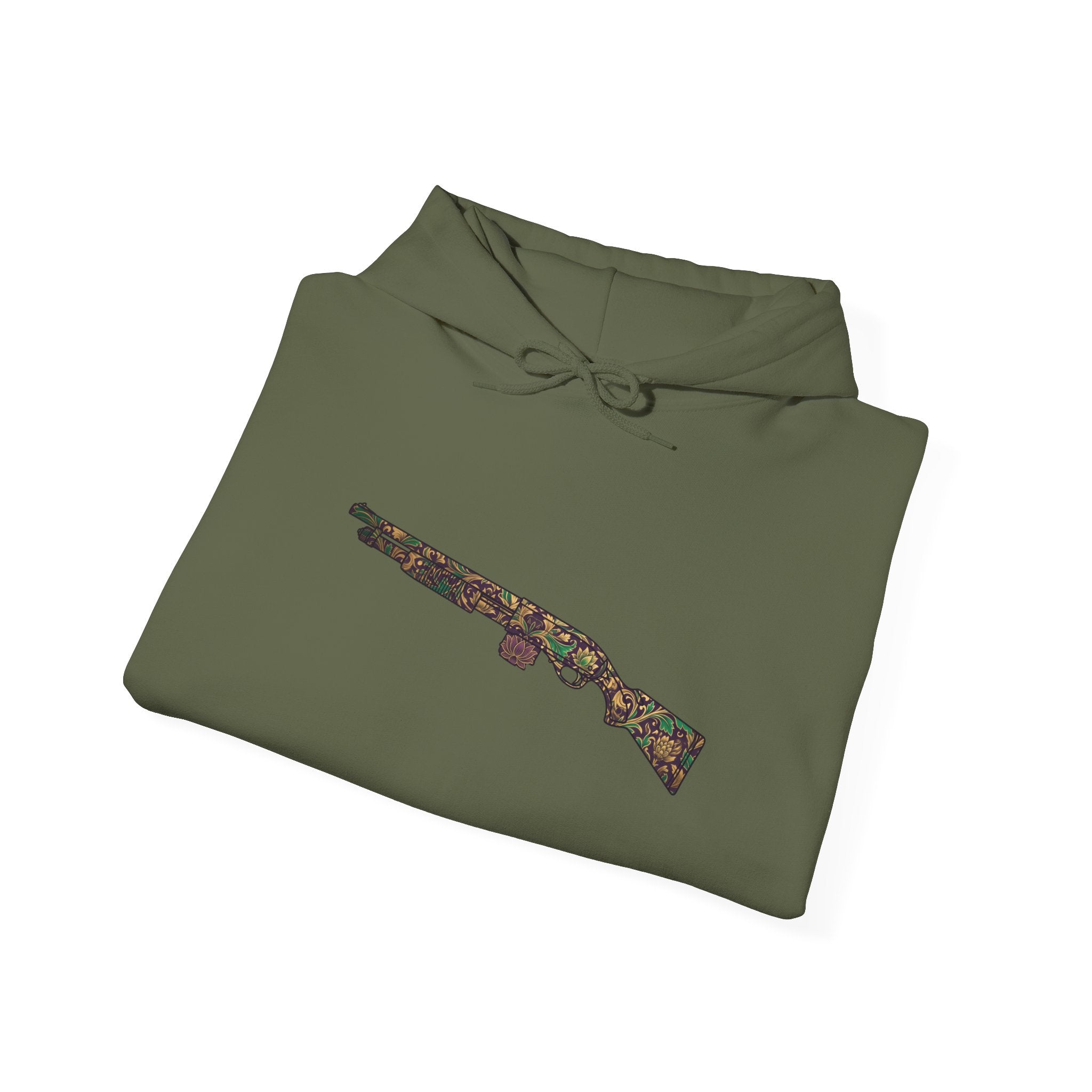 Floral Shotgun Hoodie-Vintage Gun Graphic