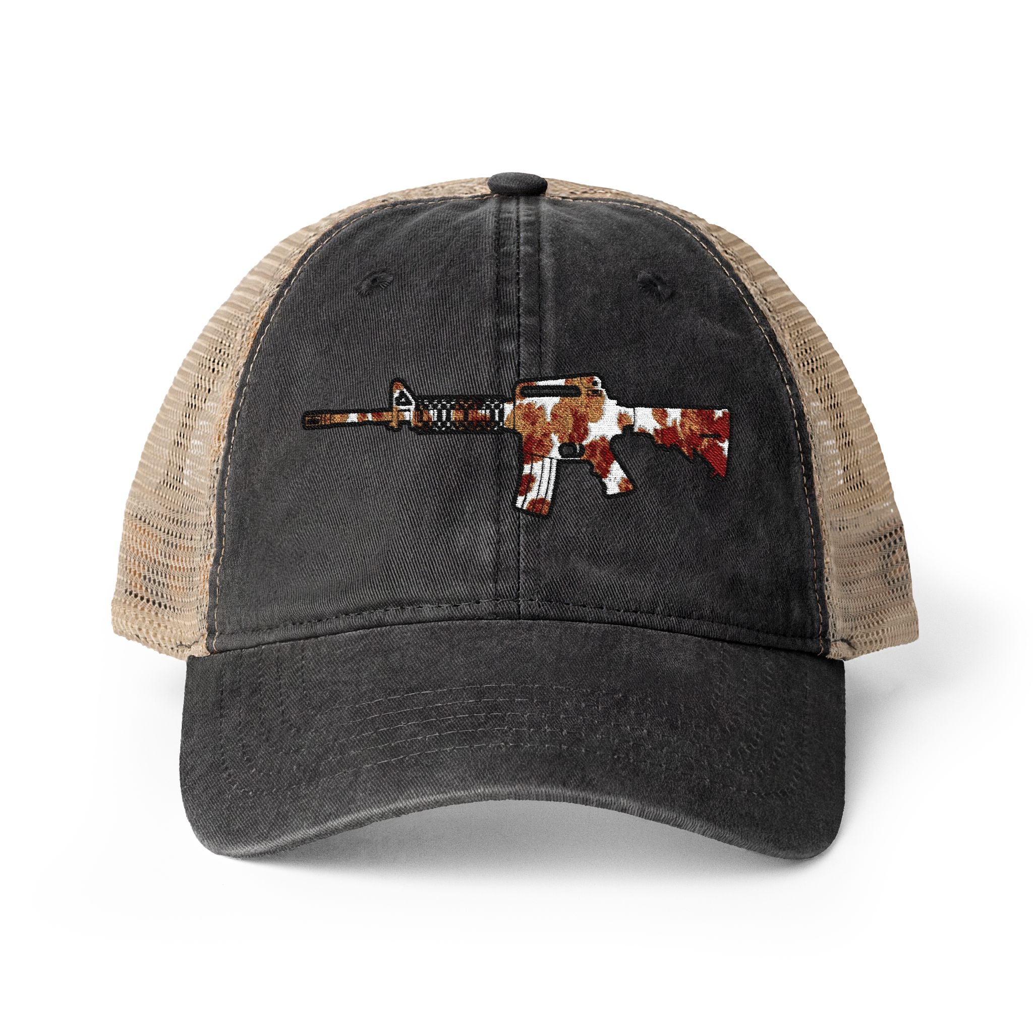 Cow Print AR Rifle Women's Washed Mesh-Back Cap