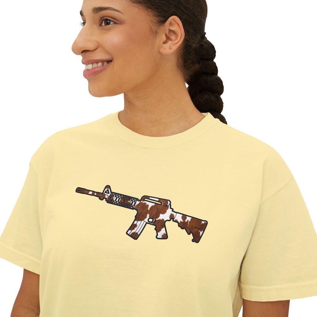 The Cowhide Collection- AR Rifle-Women's Boxy Tee