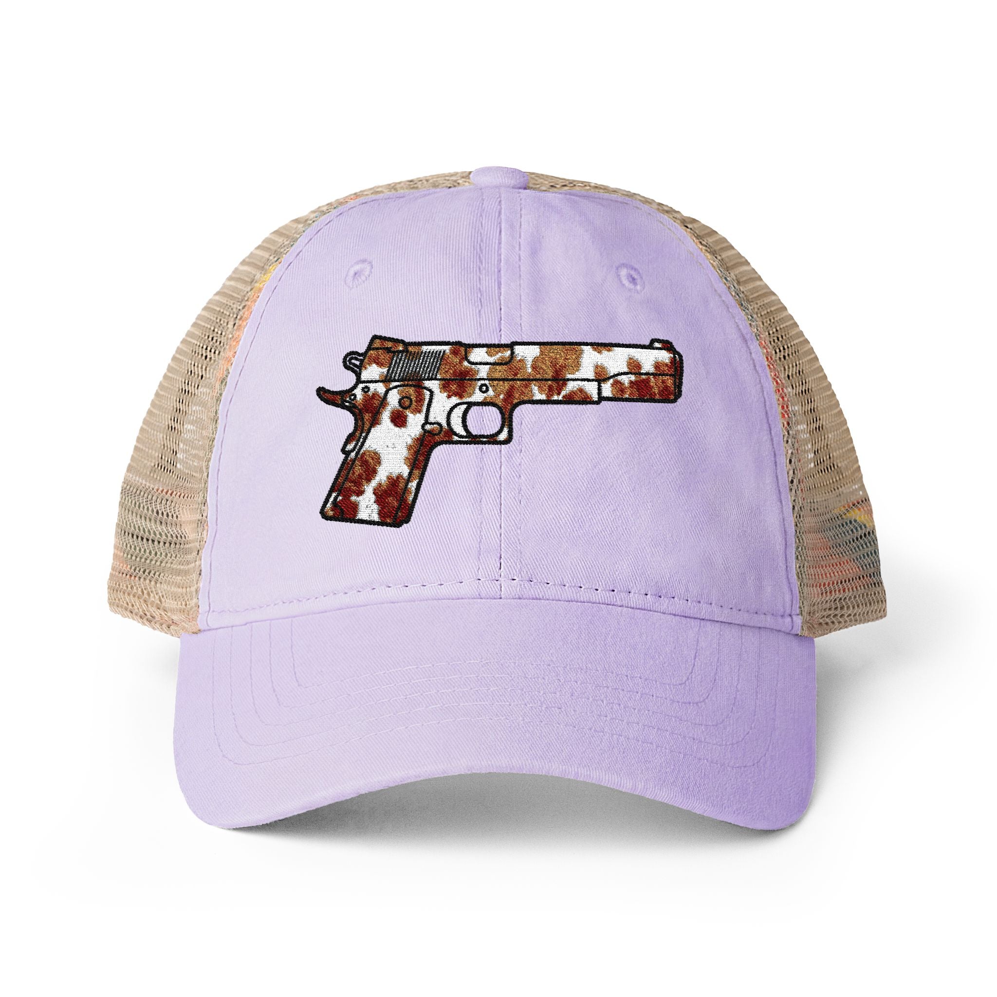 Cow Print Pistol Women's Washed Mesh-Back Cap