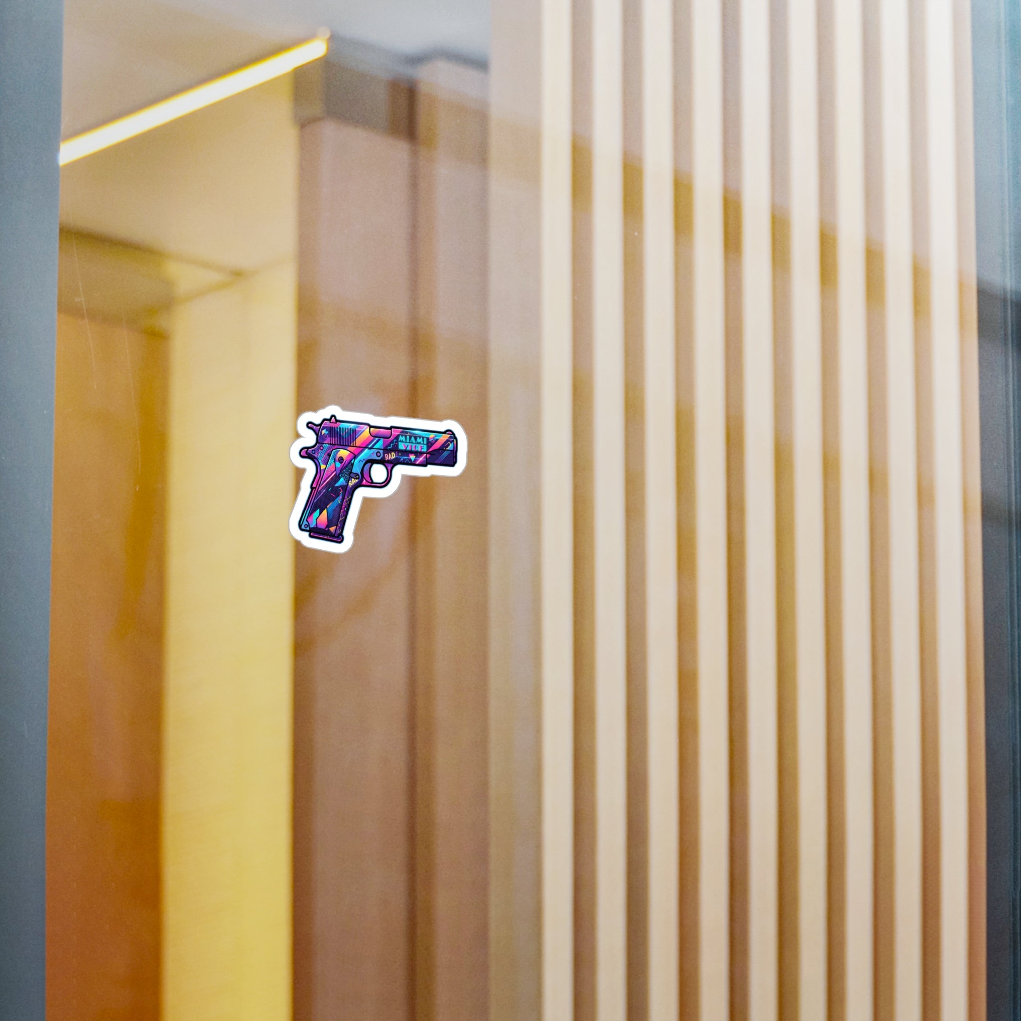 Retro 80's Pistol Vinyl Sticker — Kiss-Cut Decal