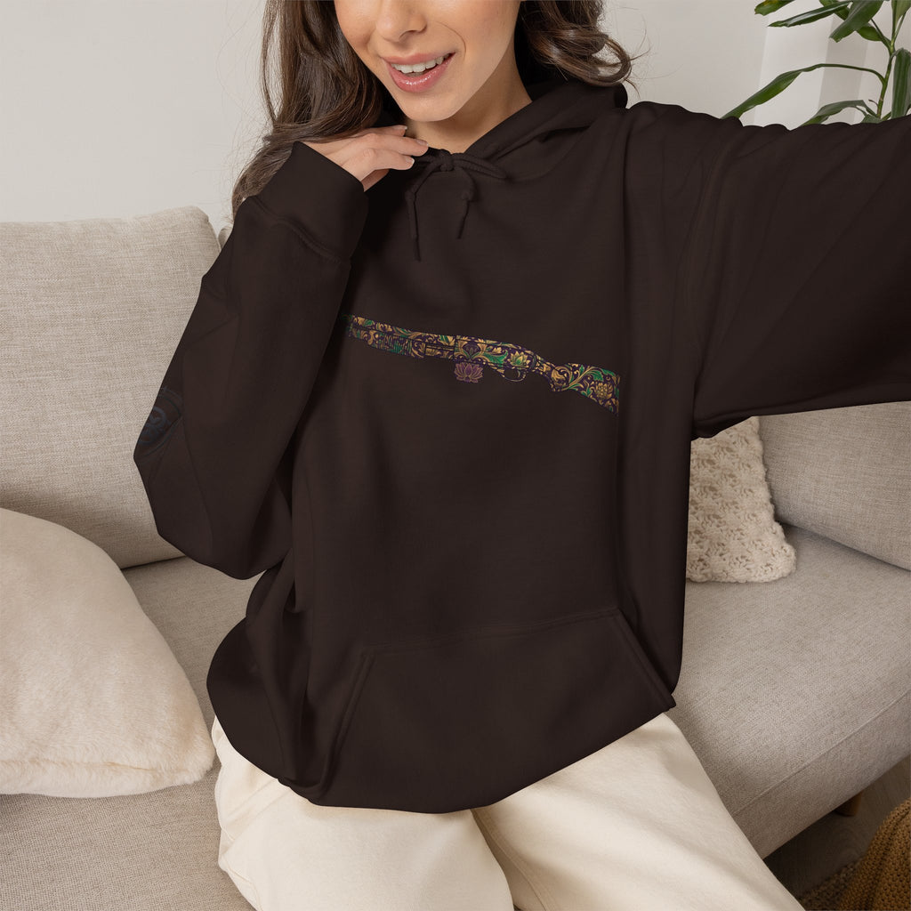 Floral Shotgun Hoodie-Vintage Gun Graphic