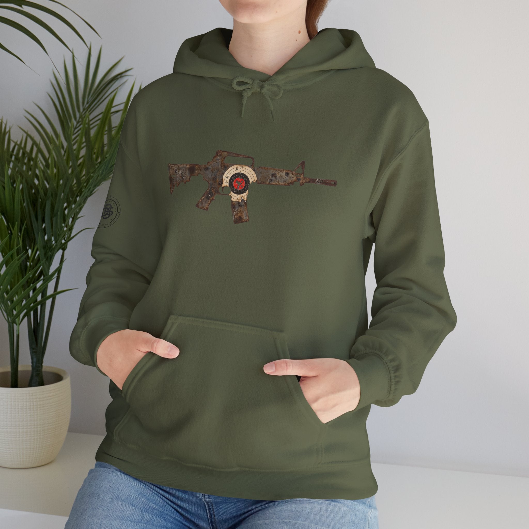 Vintage Metal AR Rifle Graphic Hoodie