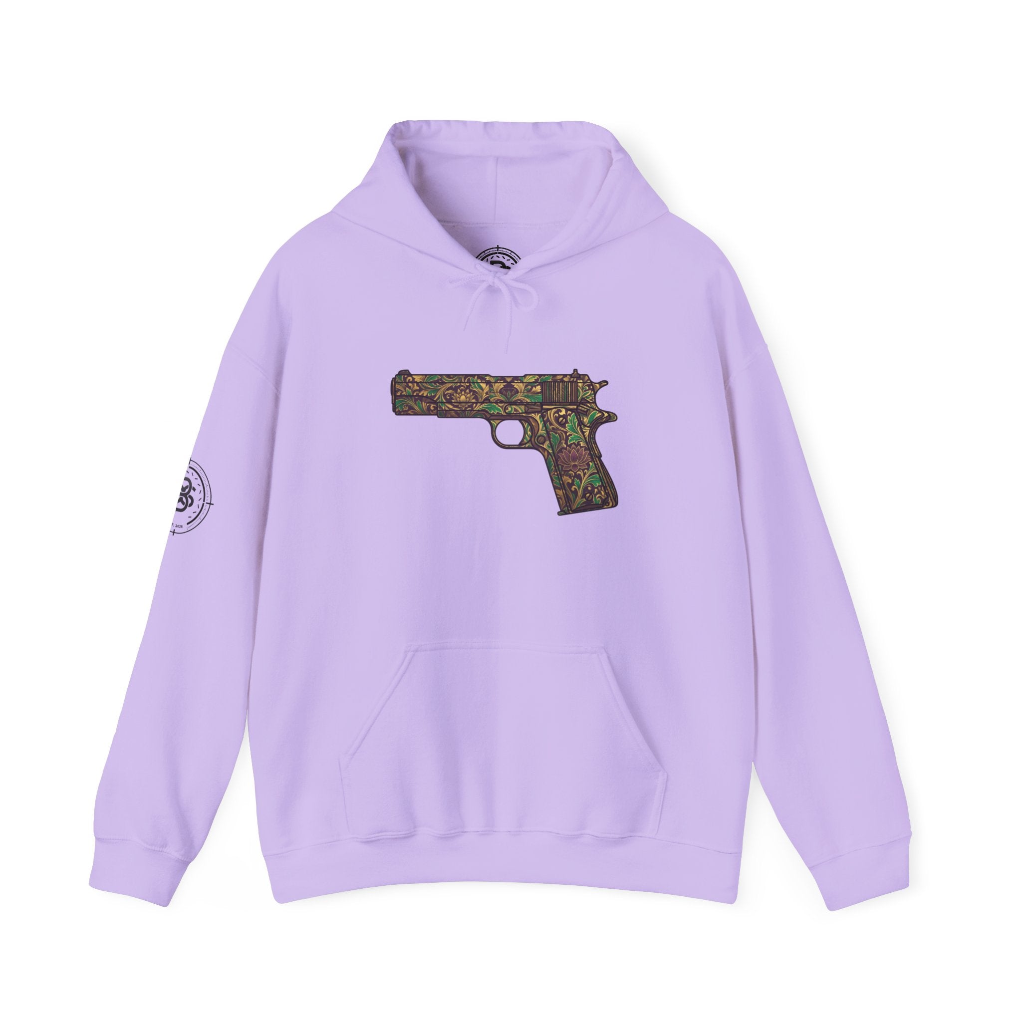 Floral Pistol Hoodie — Vintage Gun Graphic Hoodie