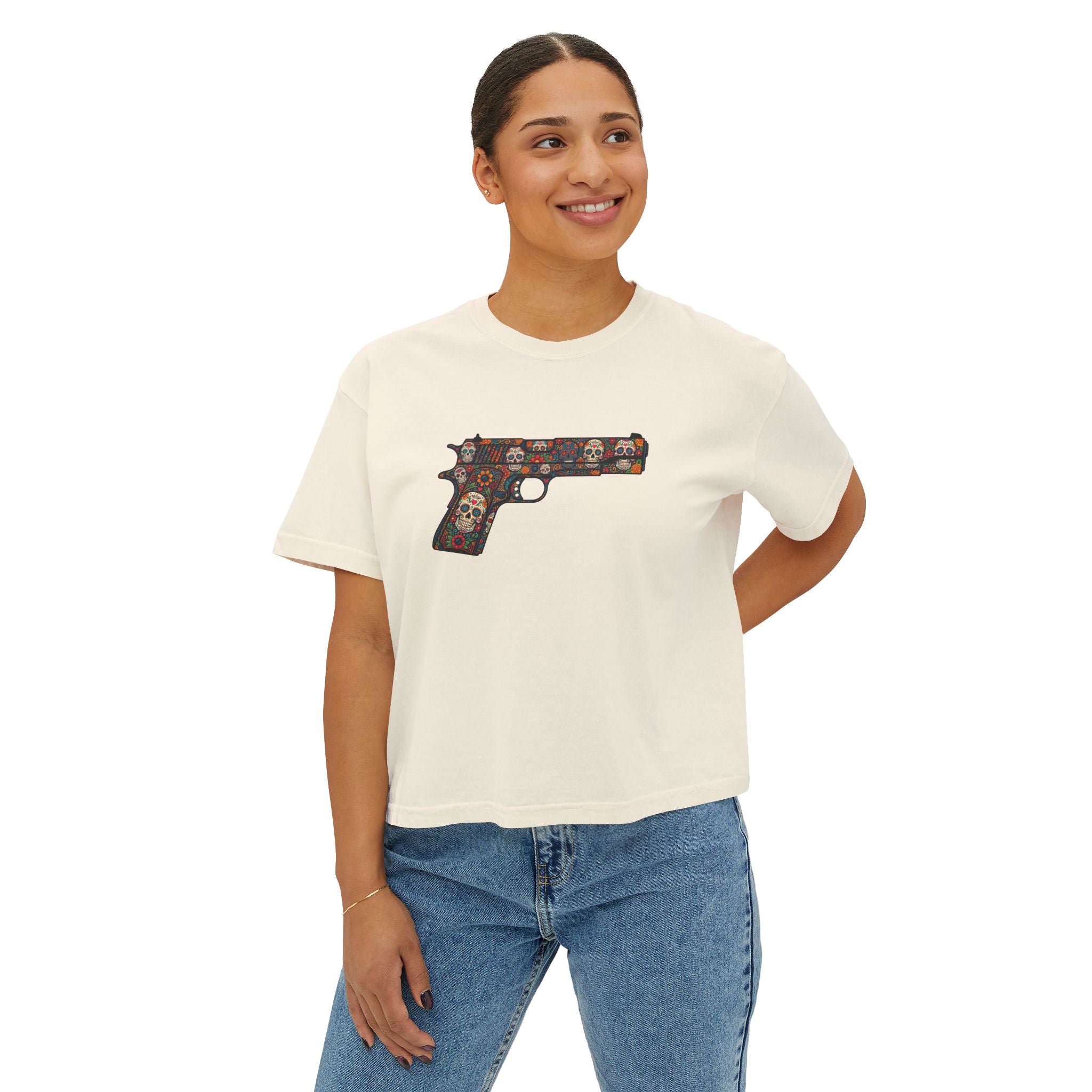 The Sugar Skull Collection -1911 Pistol- Women’s Boxy Tee