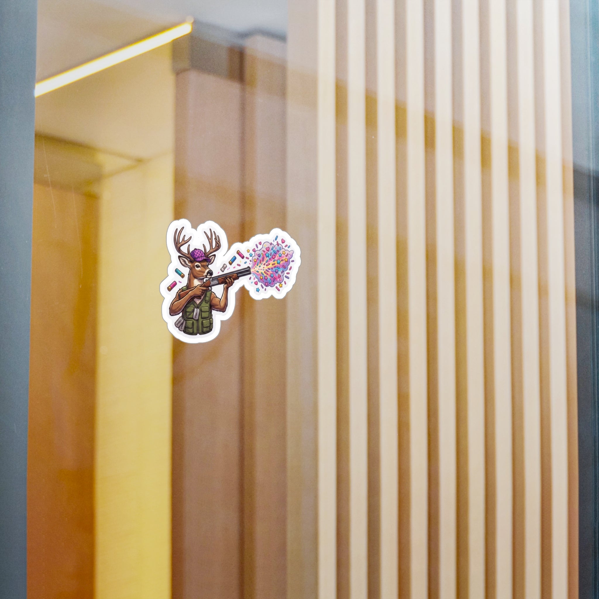 Deer Confetti Shot Vinyl Sticker — Kiss-Cut Cute Outdoorsy Decal
