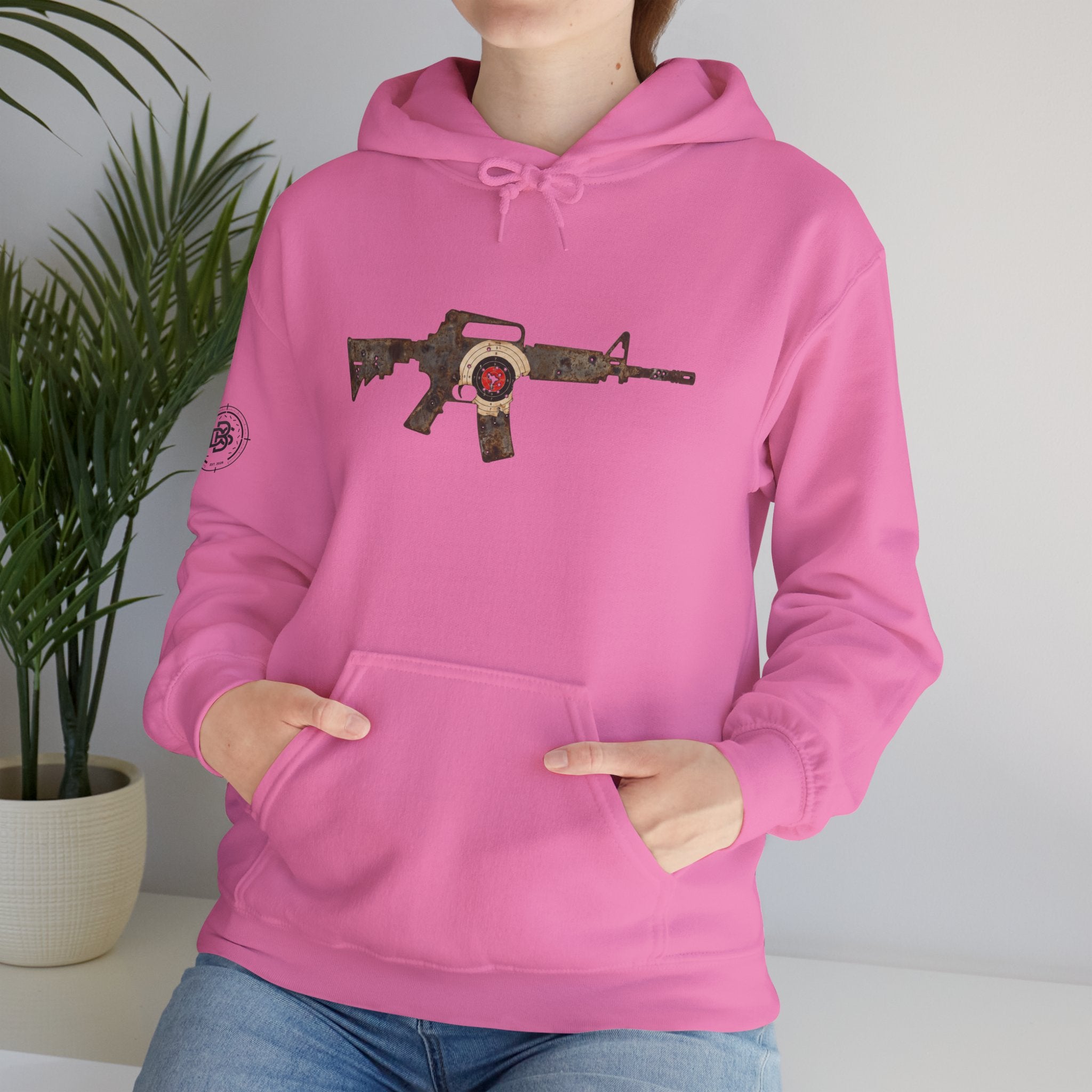 Vintage Metal AR Rifle Graphic Hoodie
