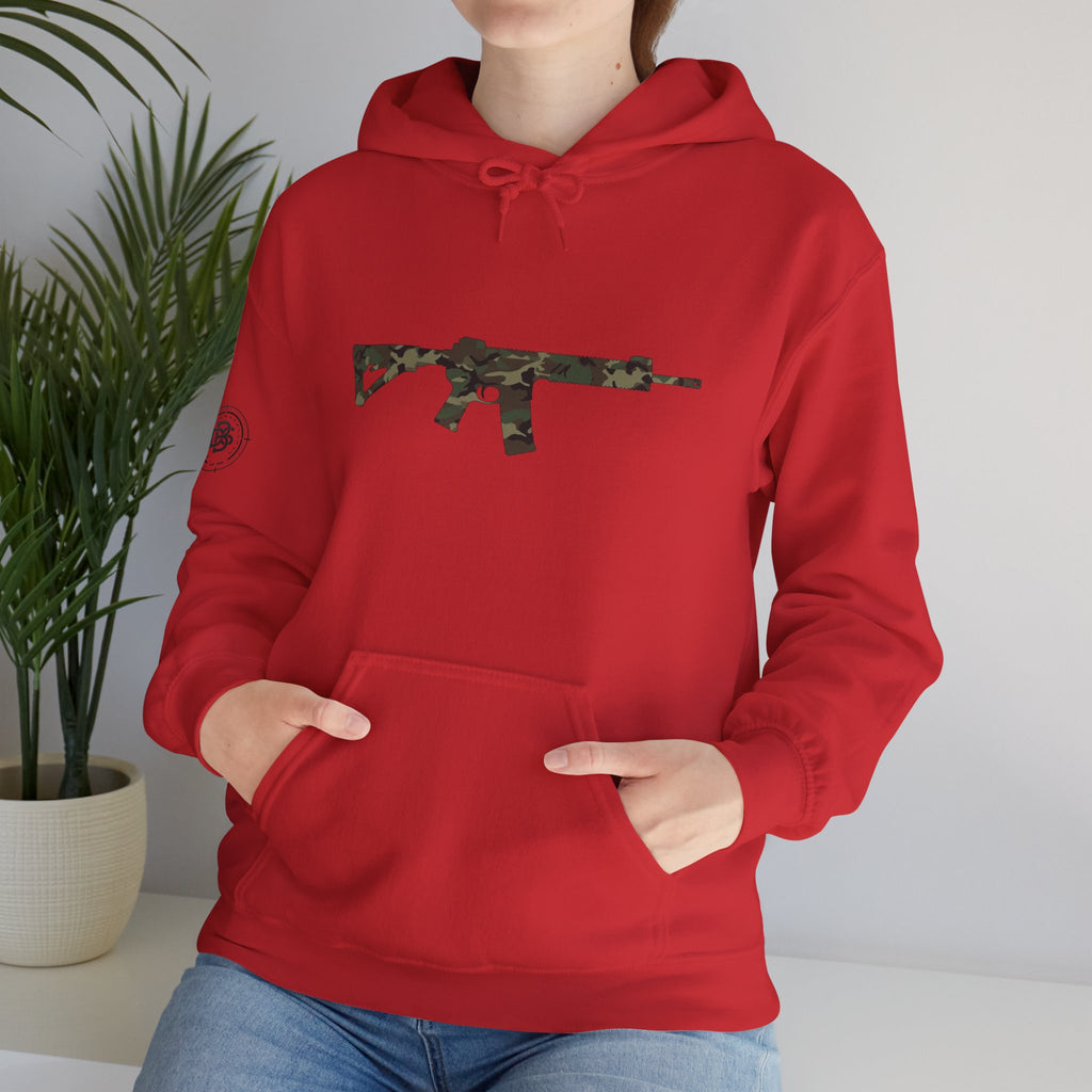 AR Rifle Camo Graphic Hoodie - Military Style Pullover