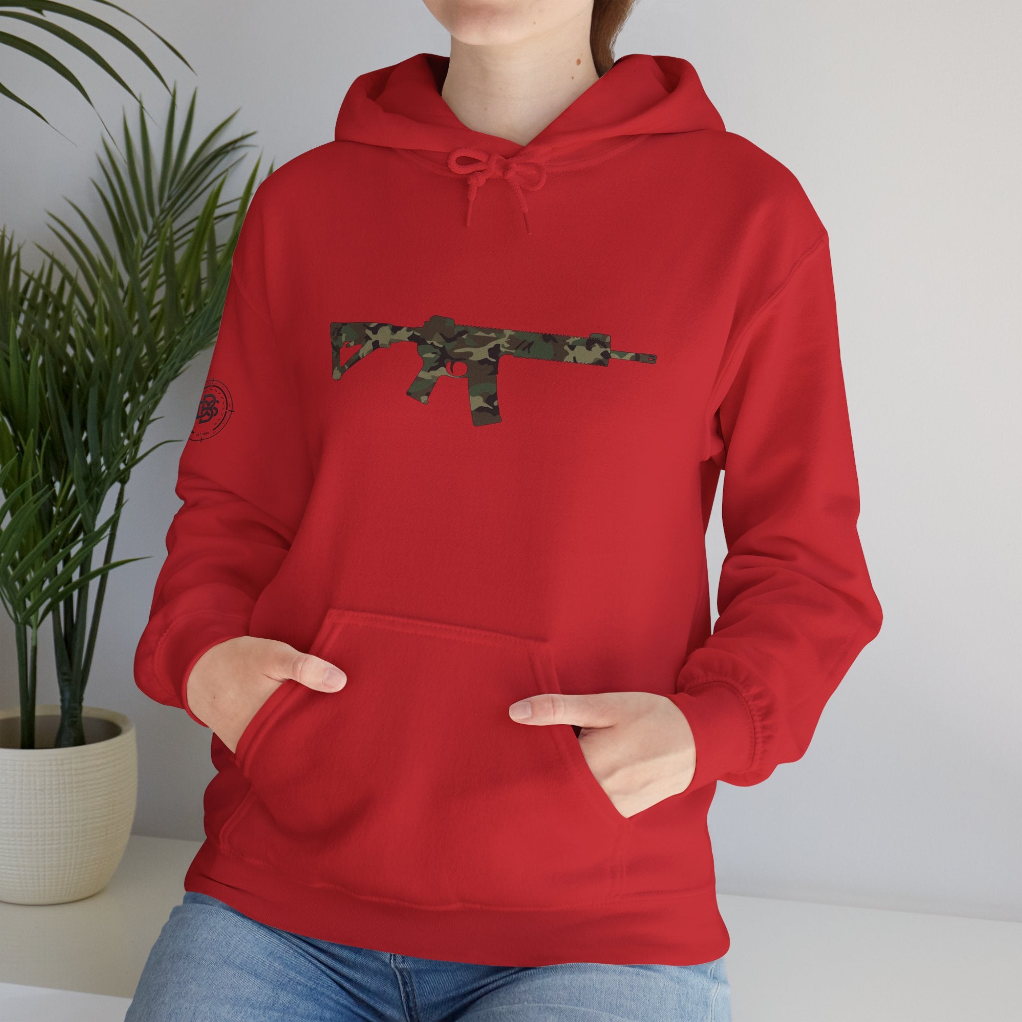AR Rifle Camo Graphic Hoodie - Military Style Pullover