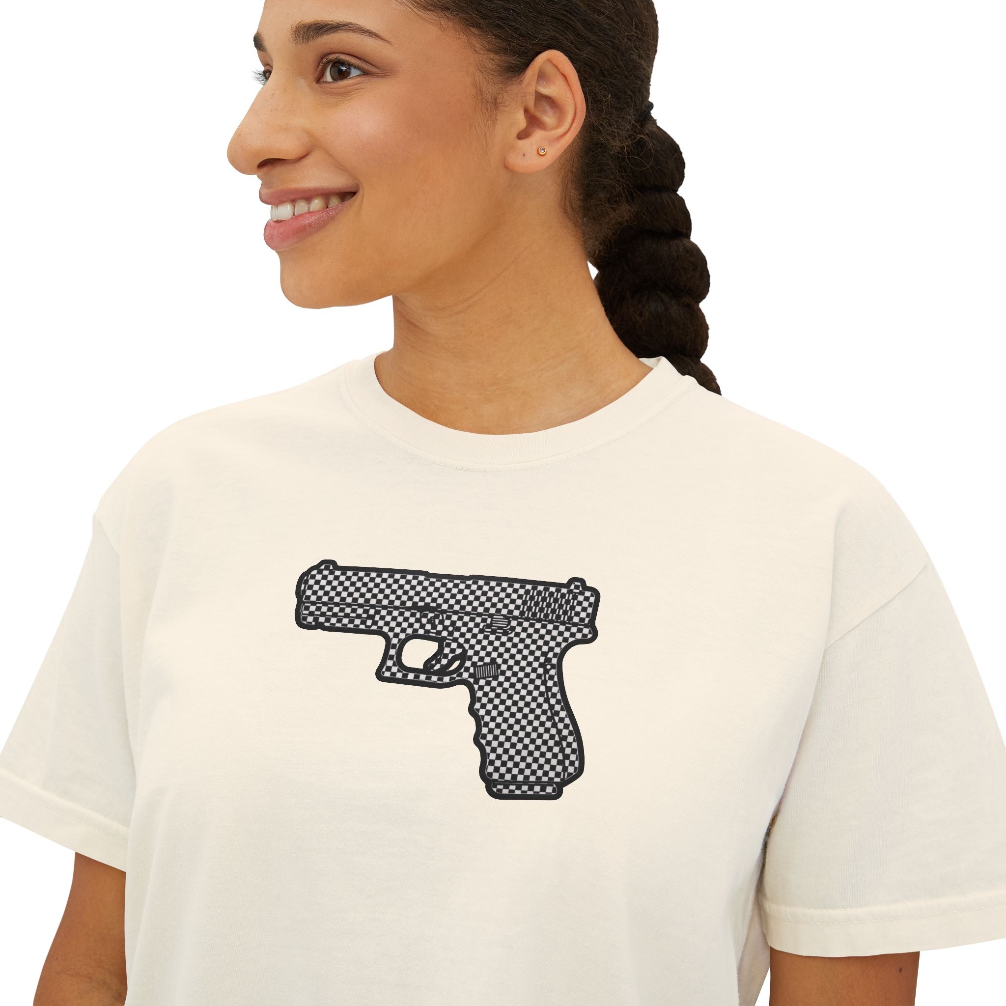 The Checker Collection-Pistol — Women's Boxy Tee