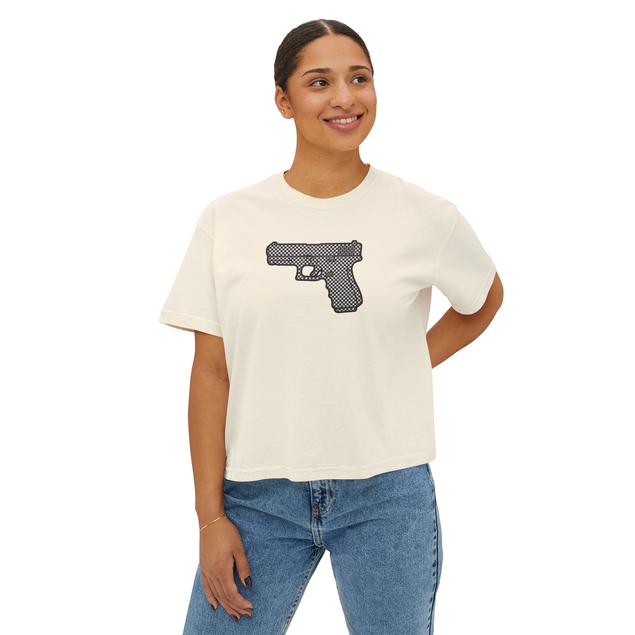 The Checker Collection-Pistol — Women's Boxy Tee