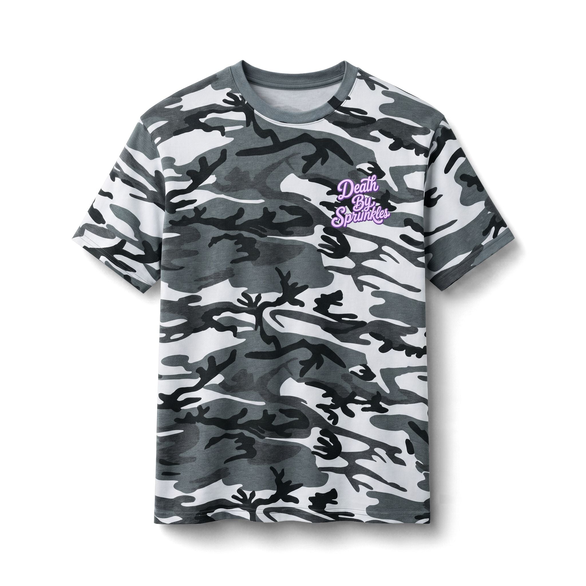 Camo Teddy Bears Tee – 'Death By Sprinkles' Graphic Cotton T-Shirt