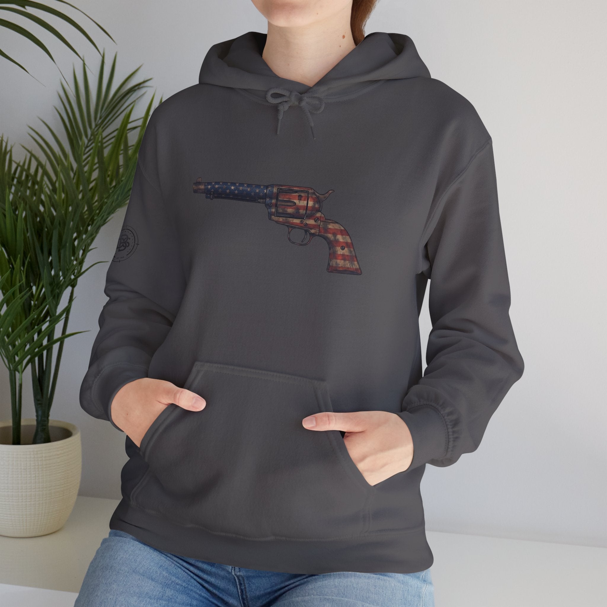 United States Flag Revolver Graphic Hoodie