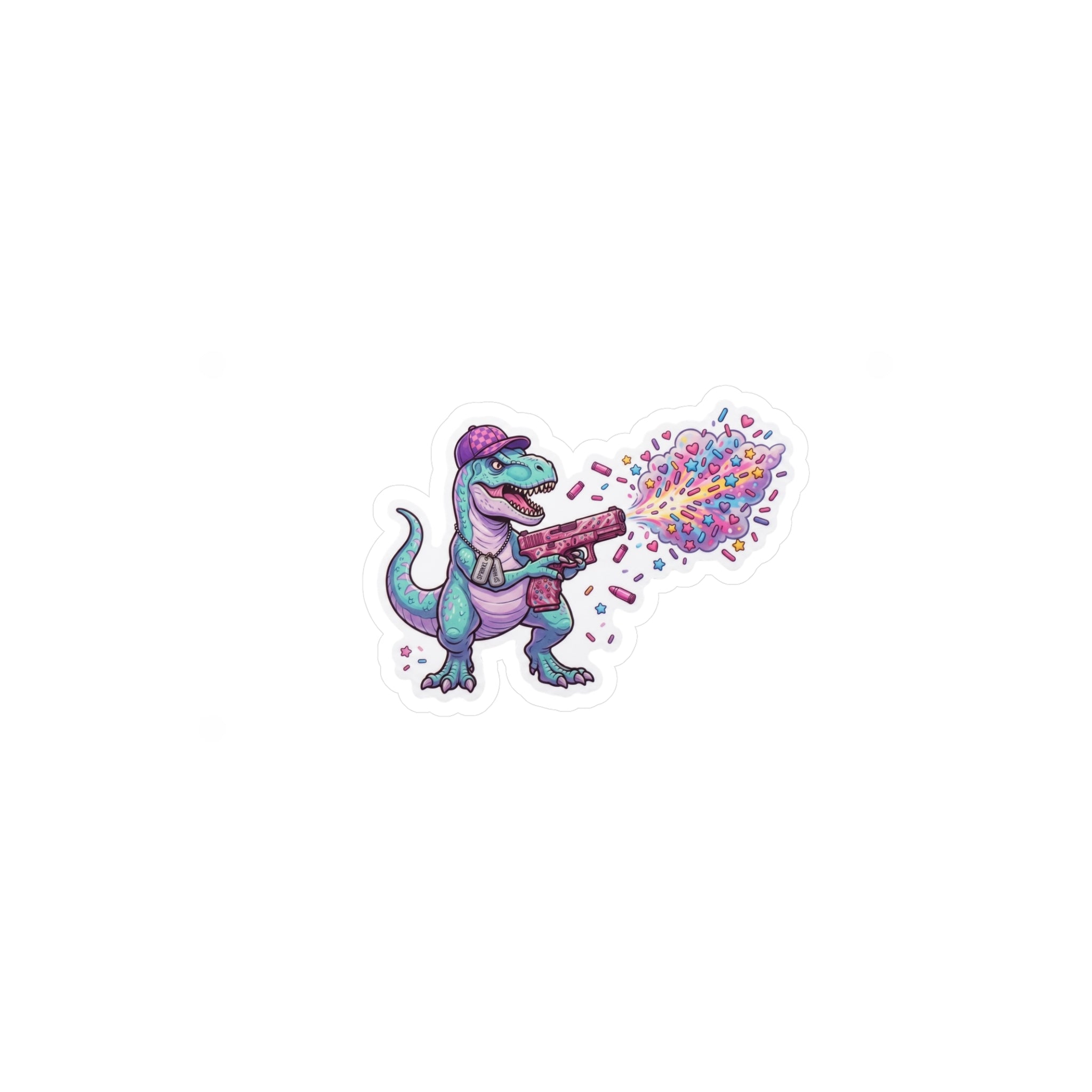 T-Rex Confetti Sprinkle Blaster Sticker — Kiss-Cut Vinyl Decal