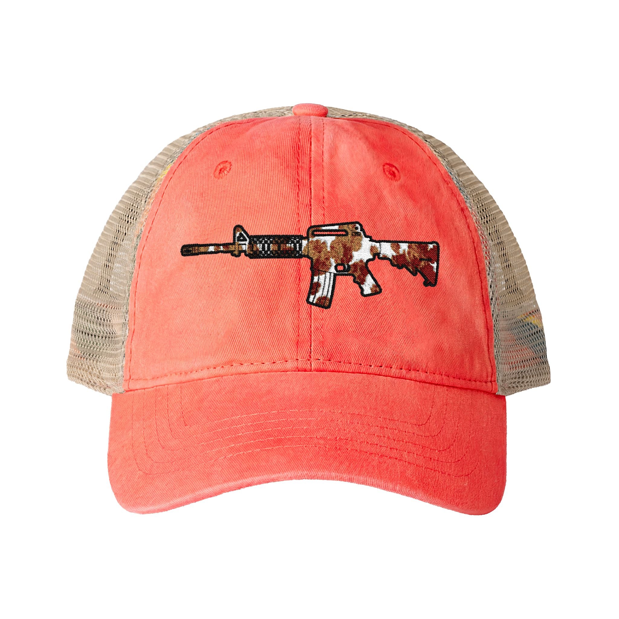 Cow Print AR Rifle Women's Washed Mesh-Back Cap