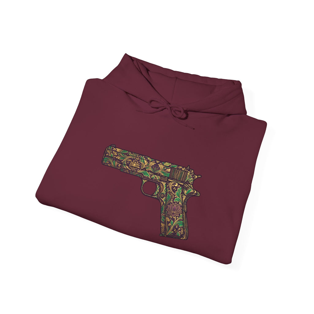 Floral Pistol Hoodie — Vintage Gun Graphic Hoodie