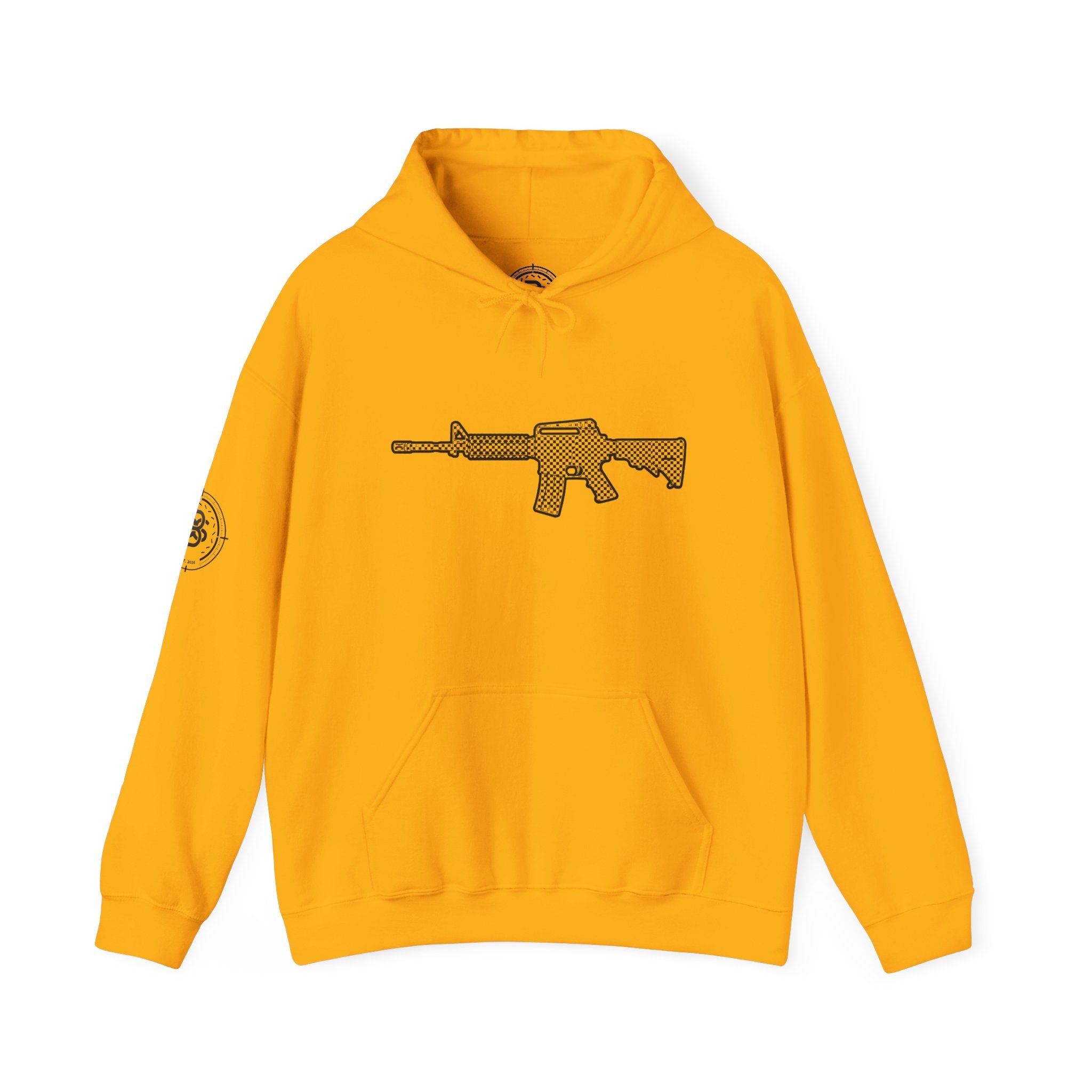 Checker Rifle Outline Graphic Hoodie